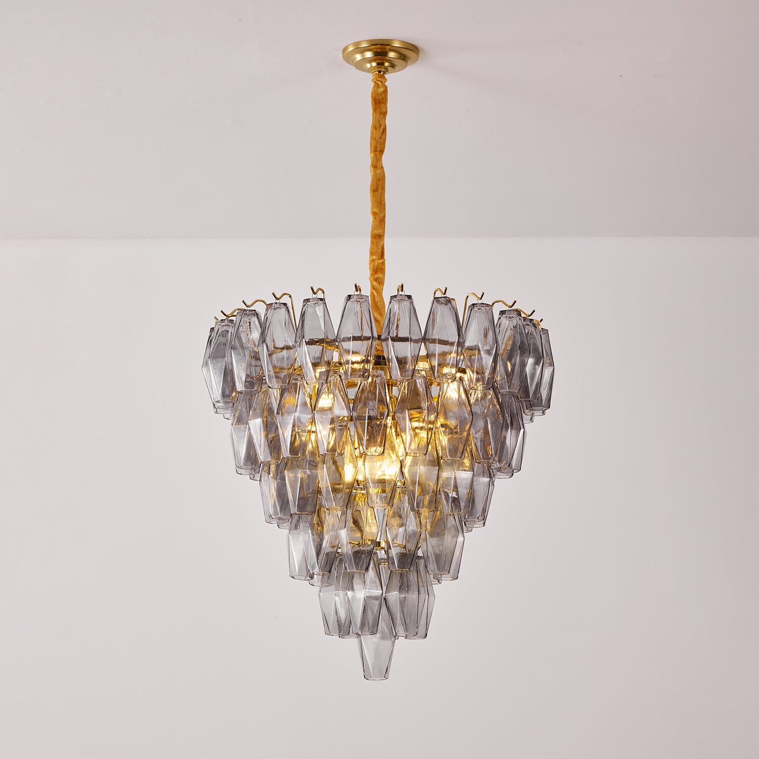 Aurora Chandelier Smoke Gray Inverted Crystal Prism - Blowlighting
