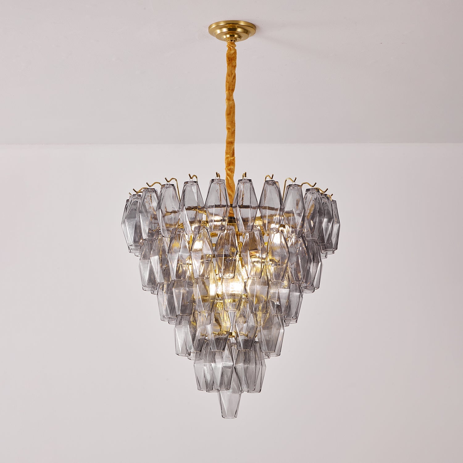 Aurora Chandelier Smoke Gray Inverted Crystal Prism - Blowlighting