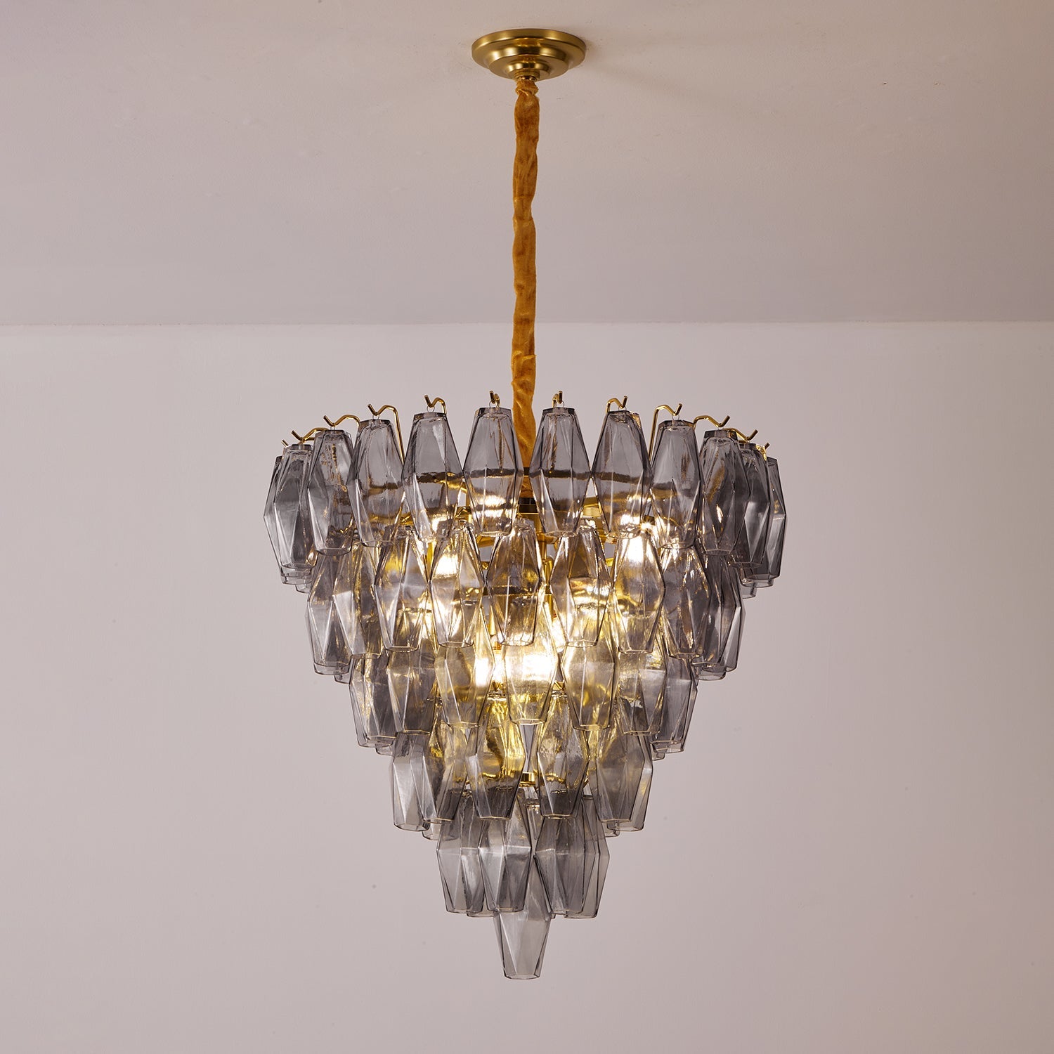 Aurora Chandelier Smoke Gray Inverted Crystal Prism - Blowlighting