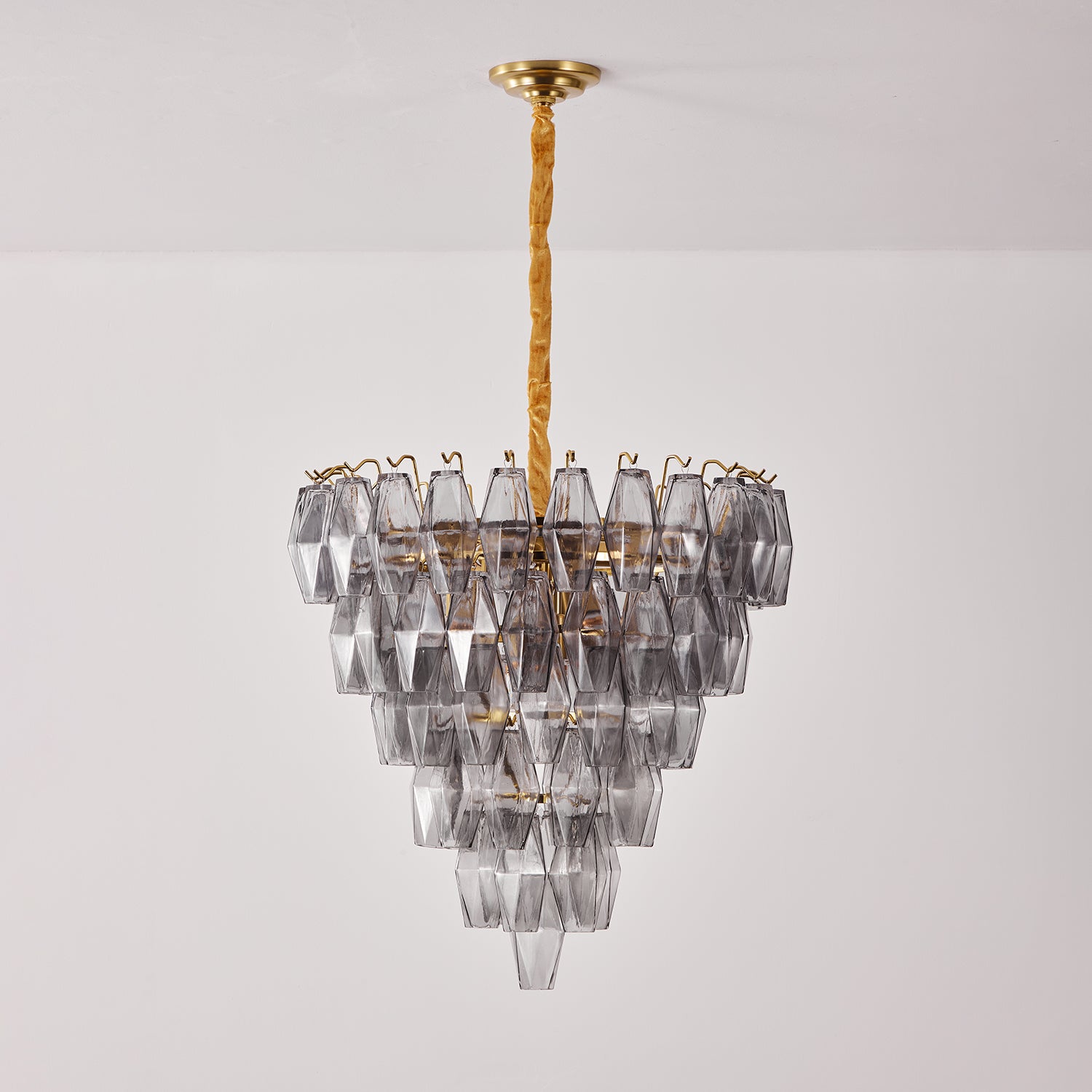 Aurora Chandelier Smoke Gray Inverted Crystal Prism - Blowlighting