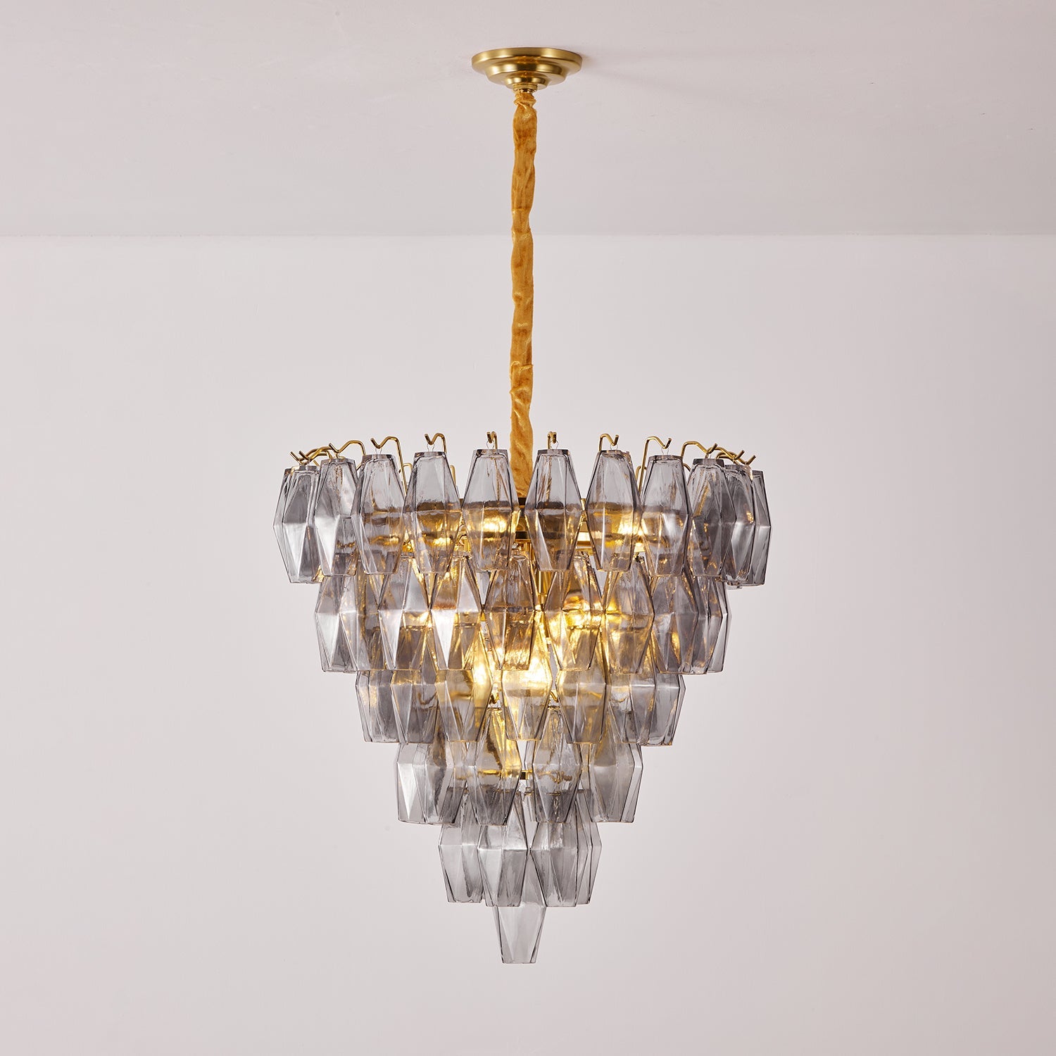 Aurora Chandelier Smoke Gray Inverted Crystal Prism - Blowlighting