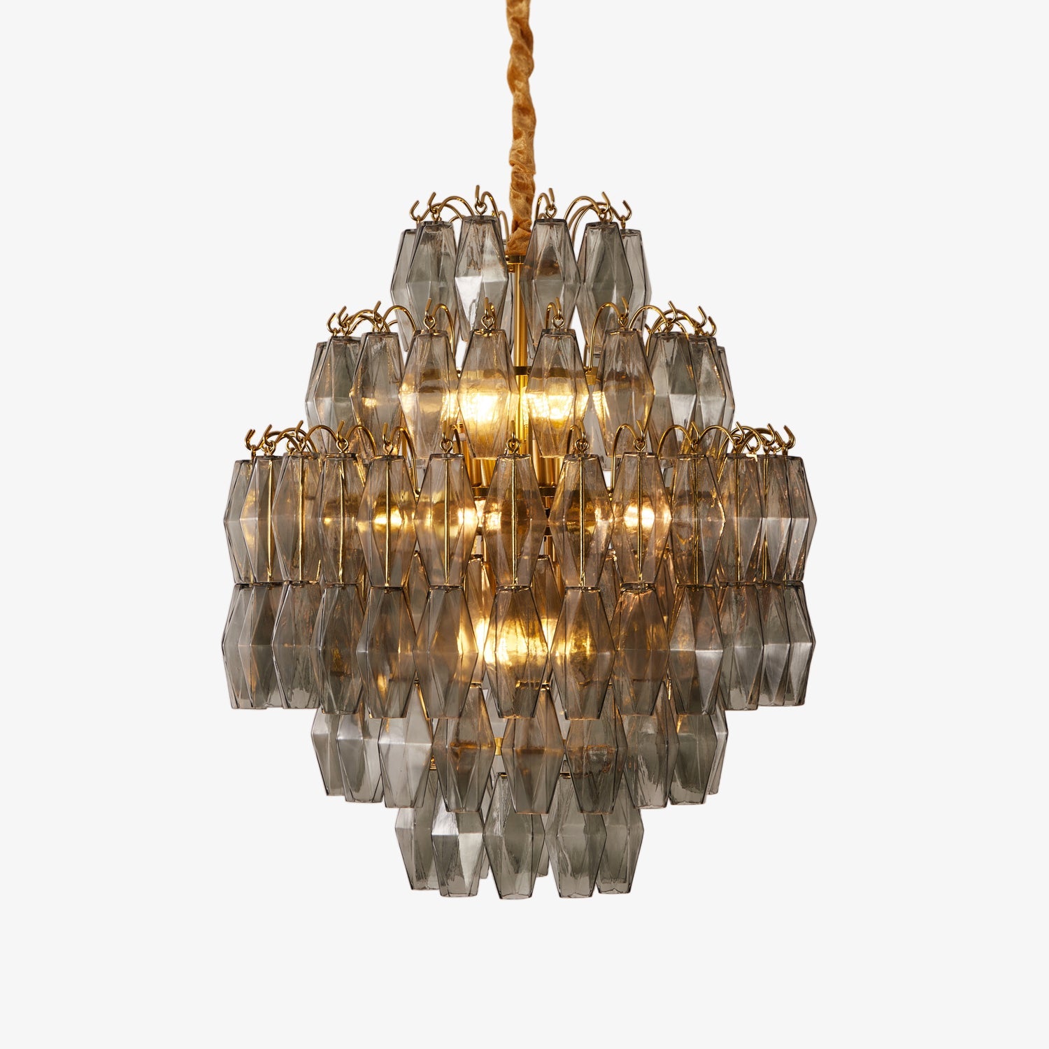 Aurora Chandelier Smoke Gray Prism Glass Layered - Blowlighting