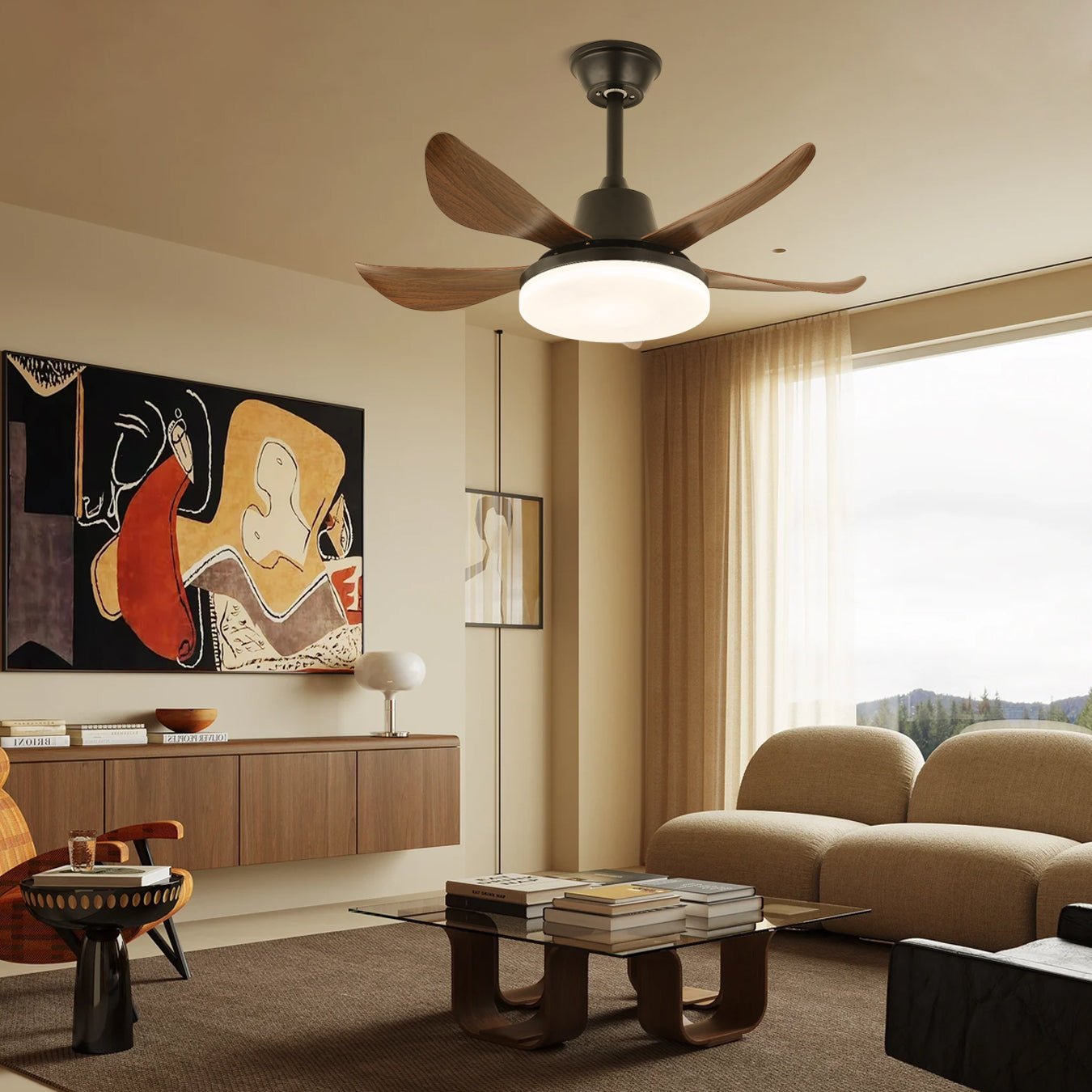 Callen Modern Wood Ceiling Fan Light - Blowlighting