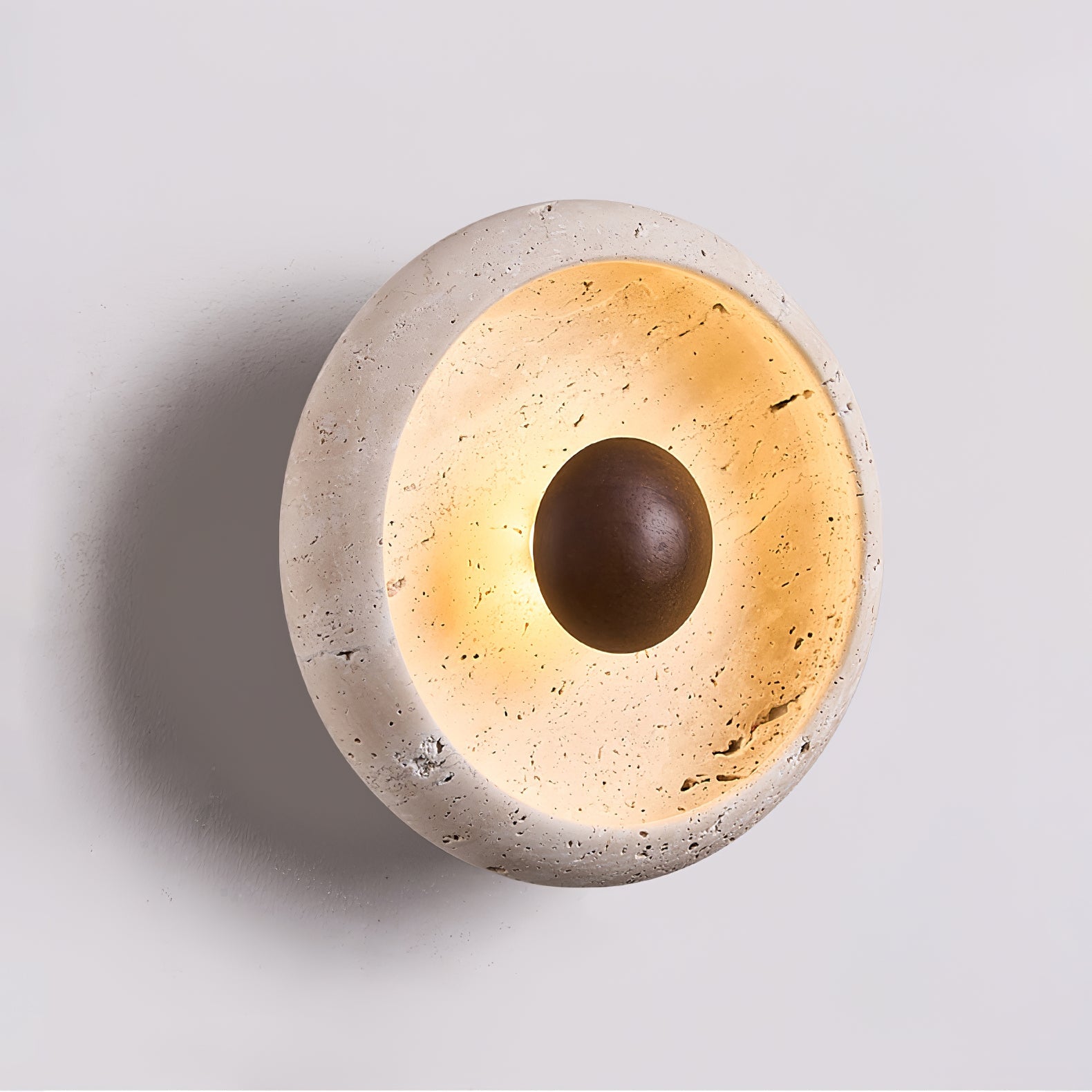 Covynila Orb-Shaped Travertine Wall Light - Blowlighting