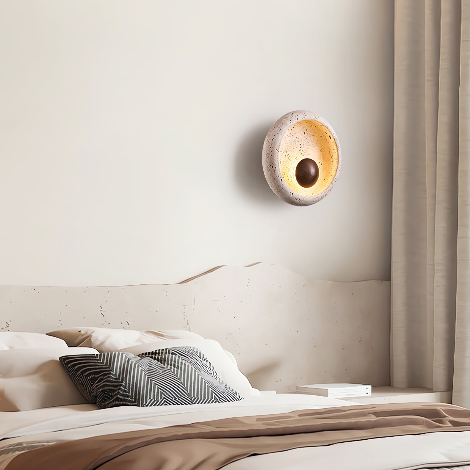 Covynila Orb-Shaped Travertine Wall Light - Blowlighting