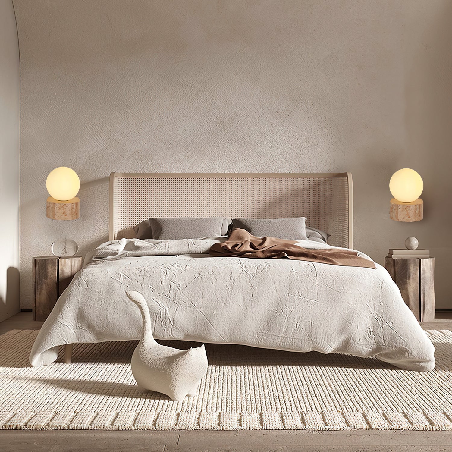 Solace Minimalist Travertine Wall Light