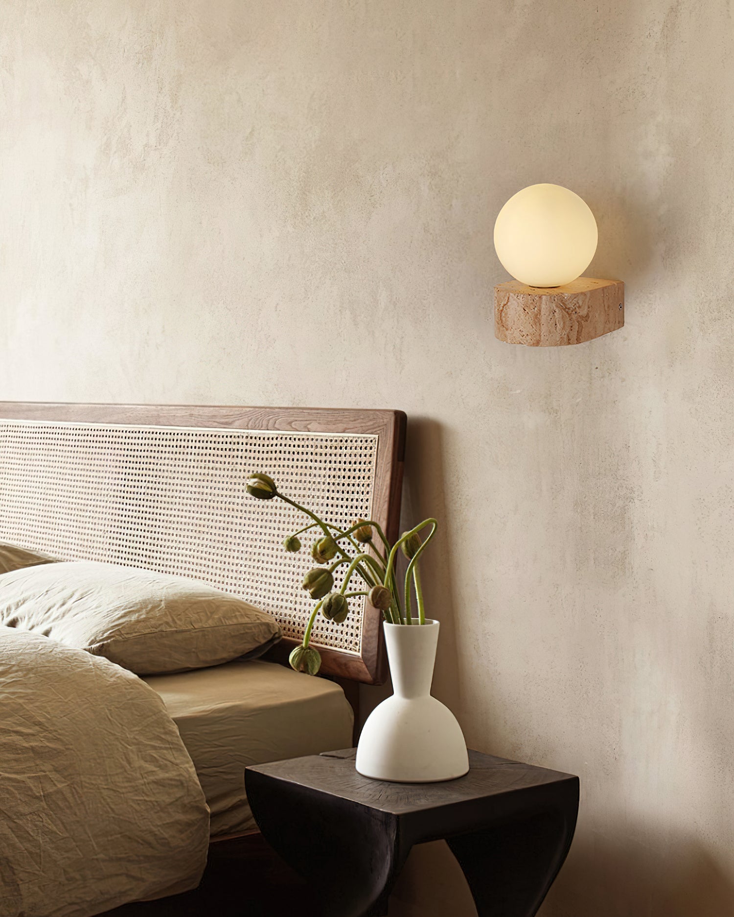 Solace Minimalist Travertine Wall Light