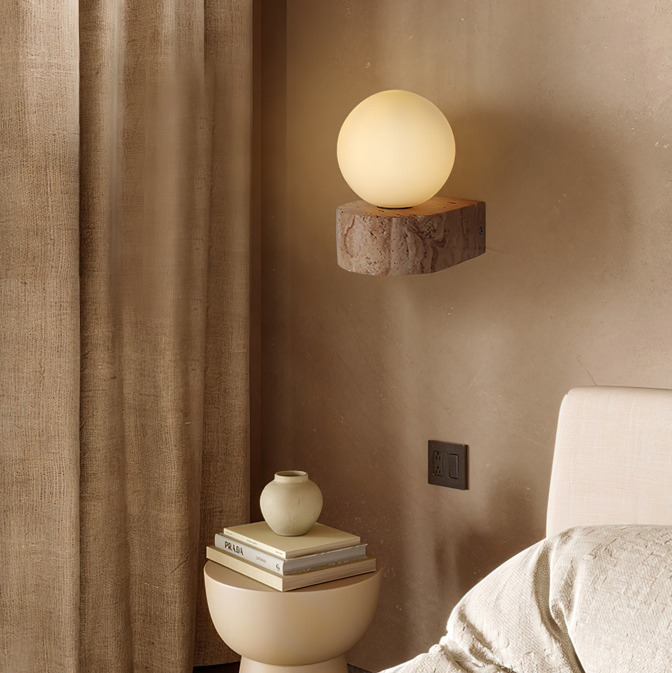 Solace Minimalist Travertine Wall Light