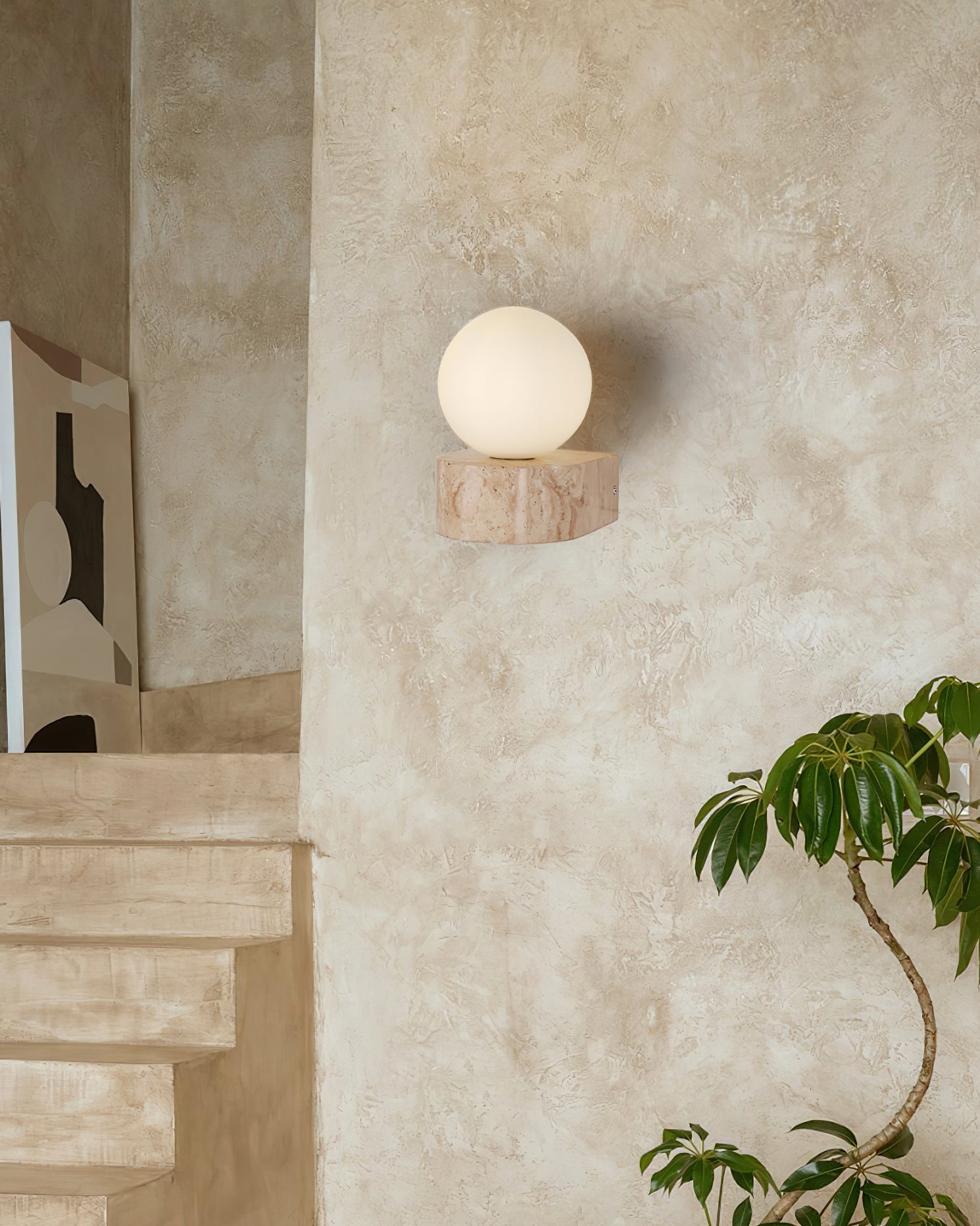 Solace Minimalist Travertine Wall Light