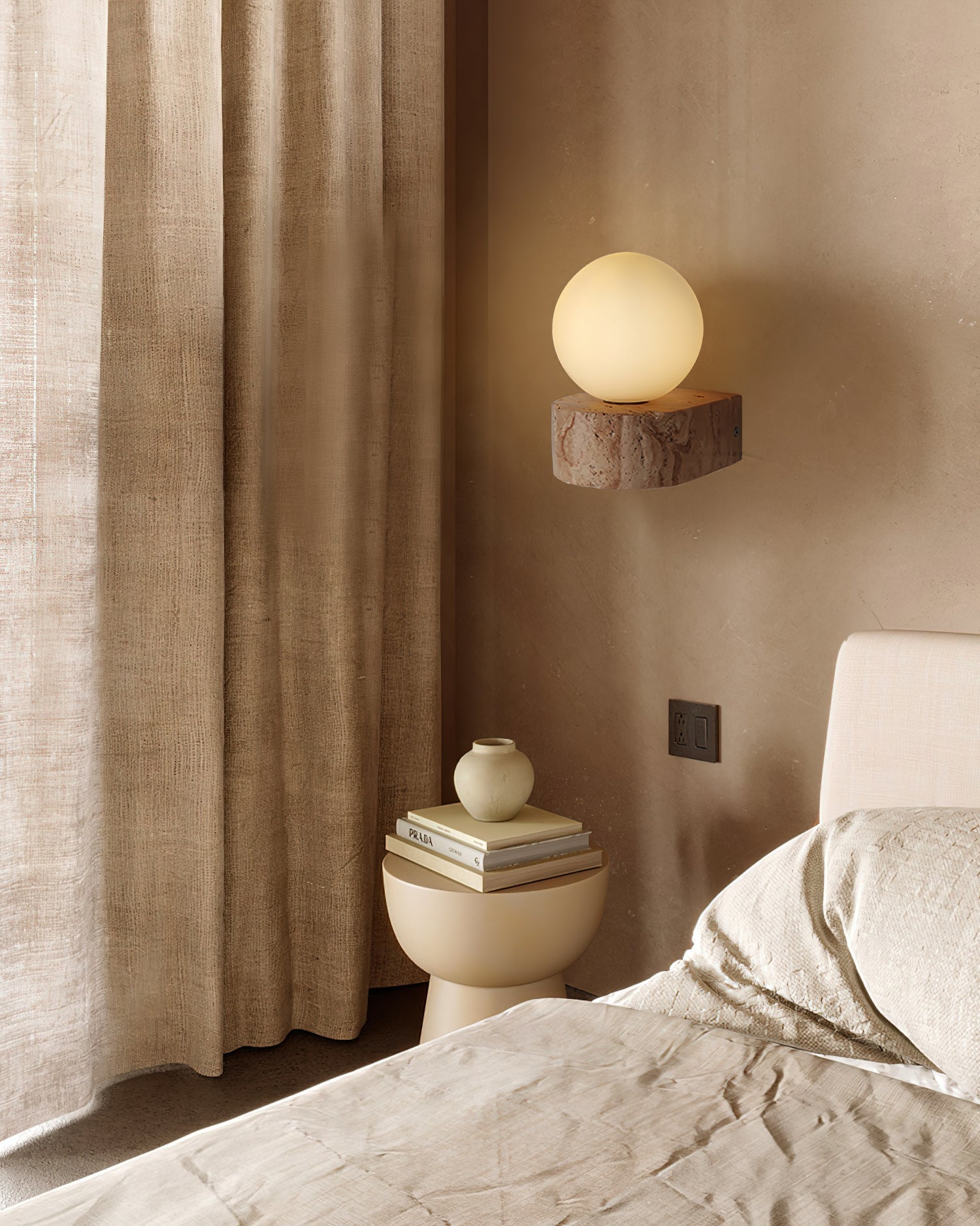 Solace Minimalist Travertine Wall Light