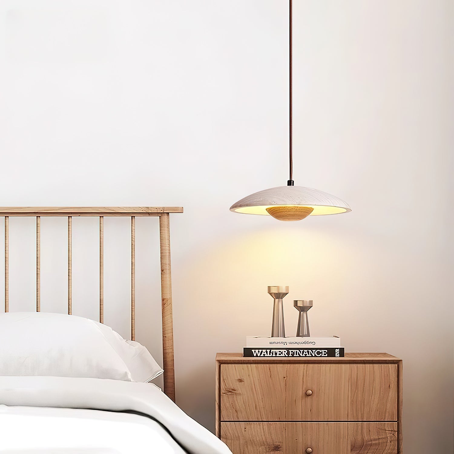 Zodore Wide-Brim Travertine Pendant Light - Blowlighting