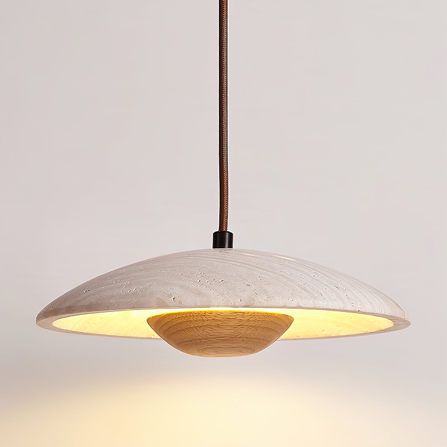 Zodore Wide-Brim Travertine Pendant Light - Blowlighting
