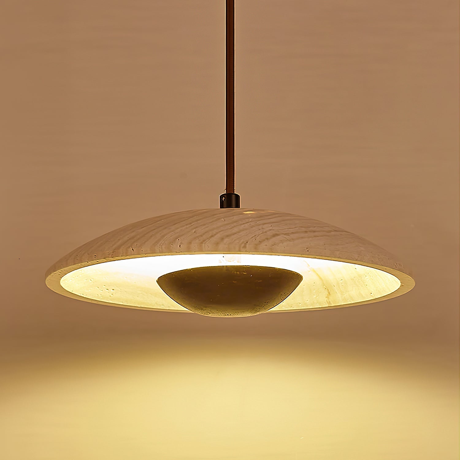 Zodore Wide-Brim Travertine Pendant Light - Blowlighting