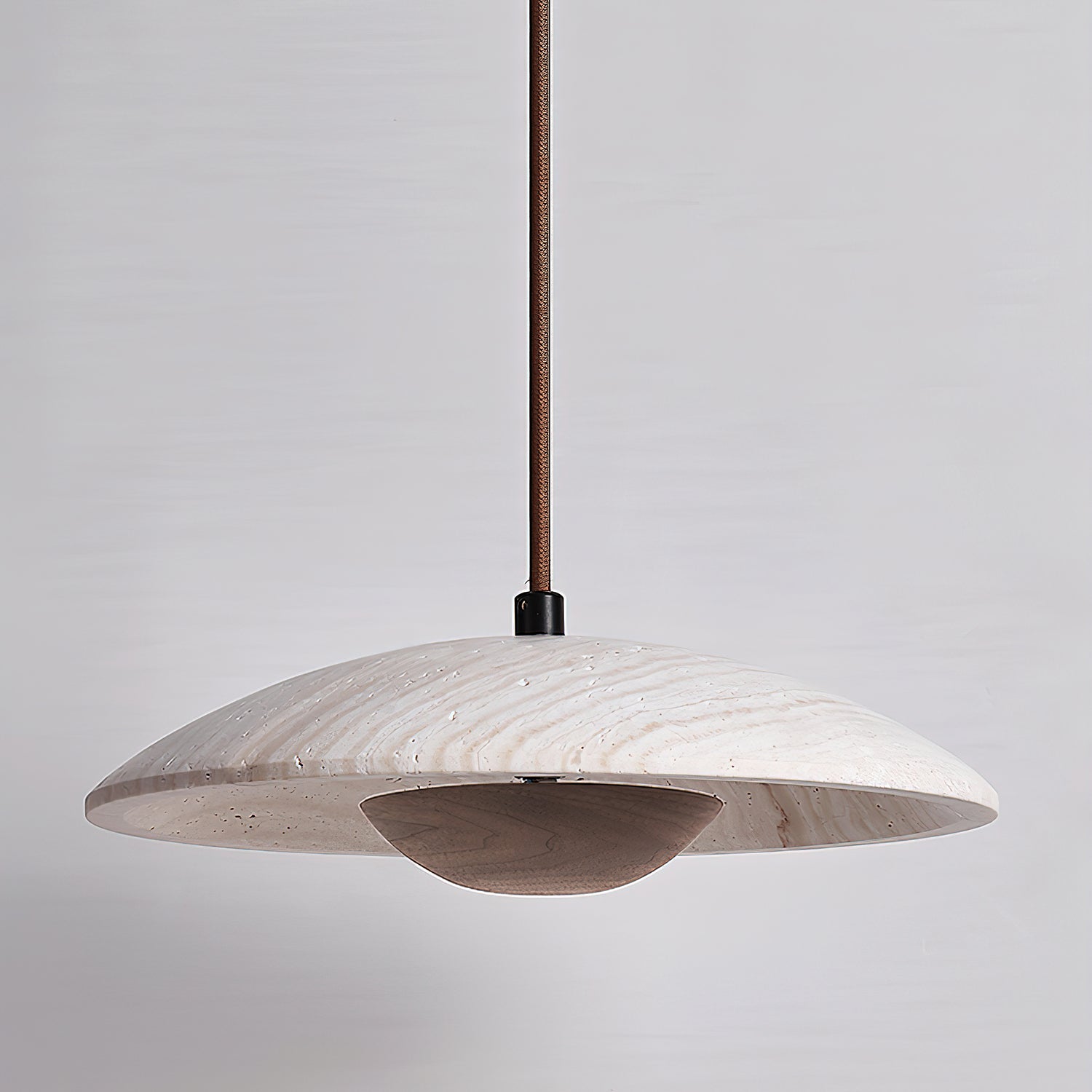 Zodore Wide-Brim Travertine Pendant Light - Blowlighting