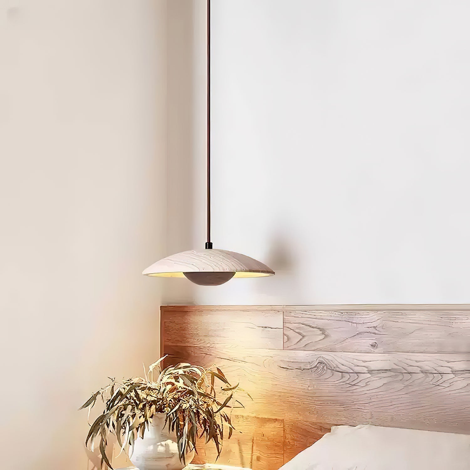 Zodore Wide-Brim Travertine Pendant Light - Blowlighting