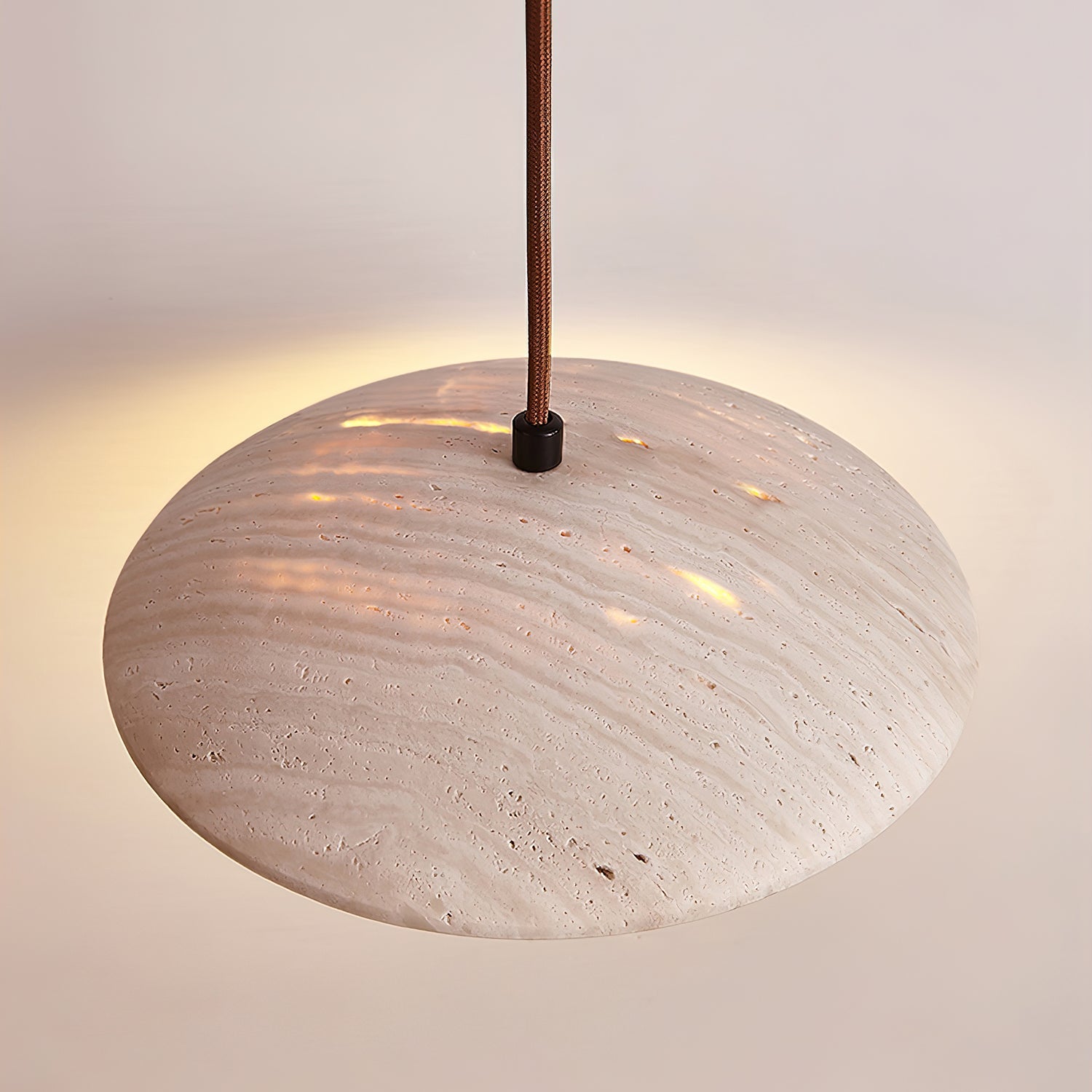Zodore Wide-Brim Travertine Pendant Light - Blowlighting