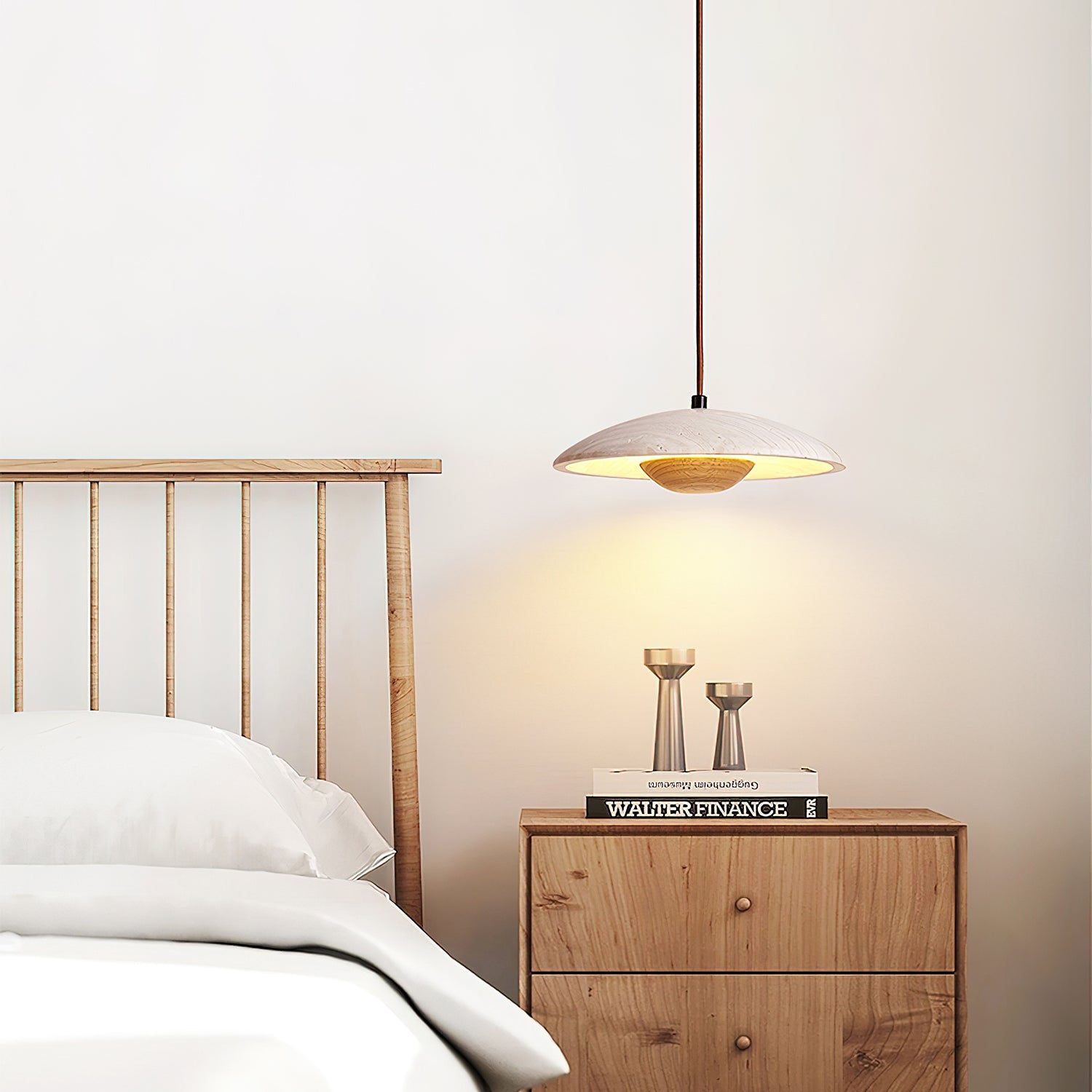 Zodore Wide-Brim Travertine Pendant Light - Blowlighting