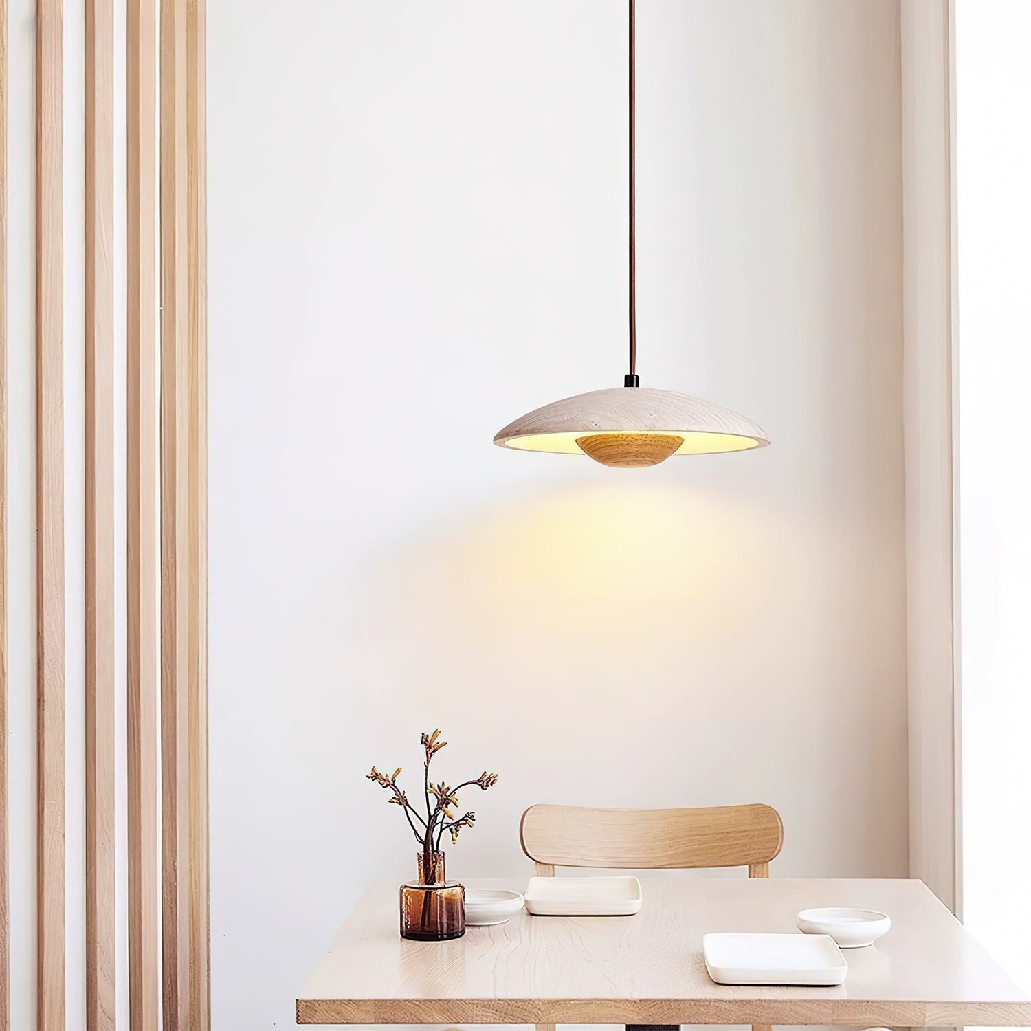 Zodore Wide-Brim Travertine Pendant Light - Blowlighting