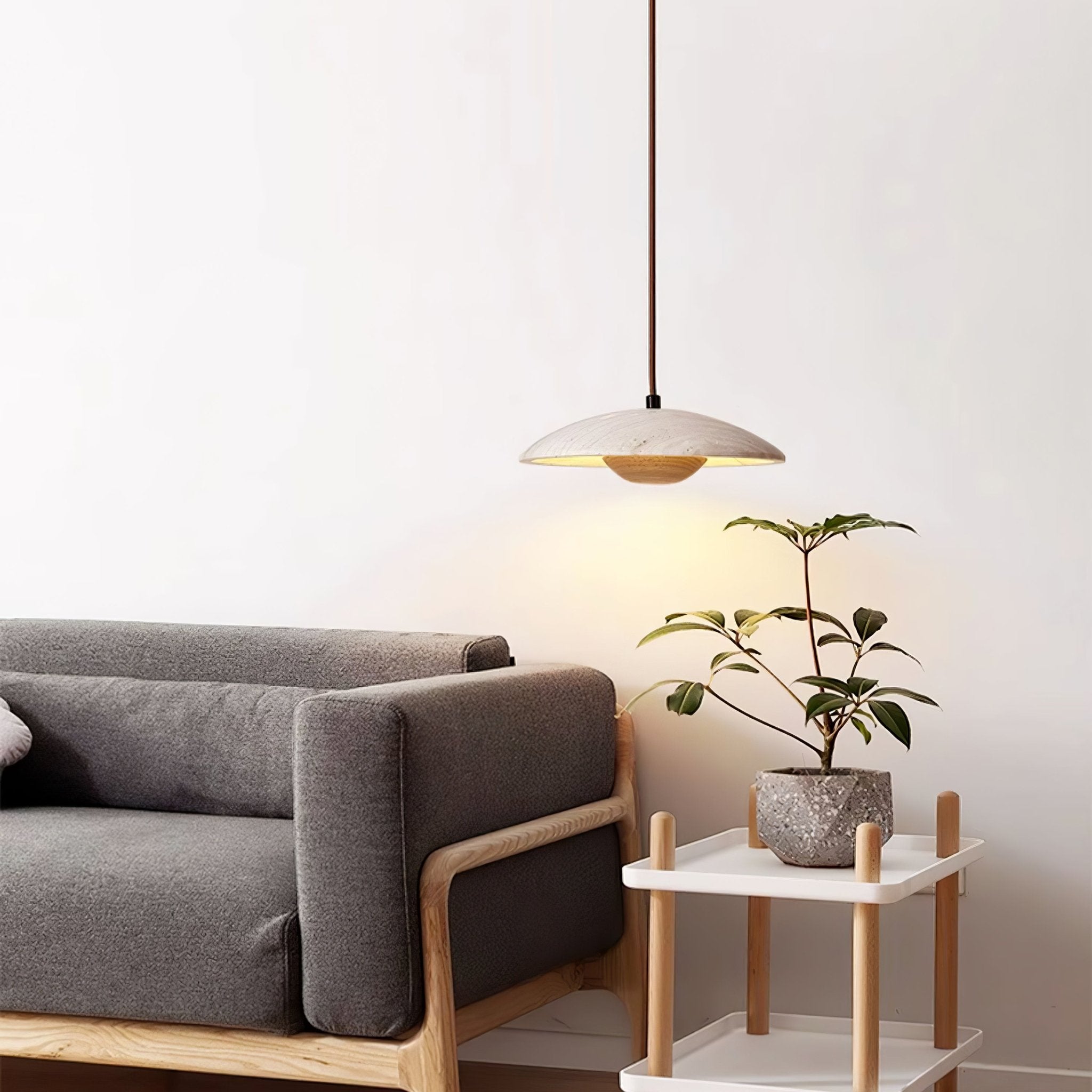 Zodore Wide-Brim Travertine Pendant Light - Blowlighting