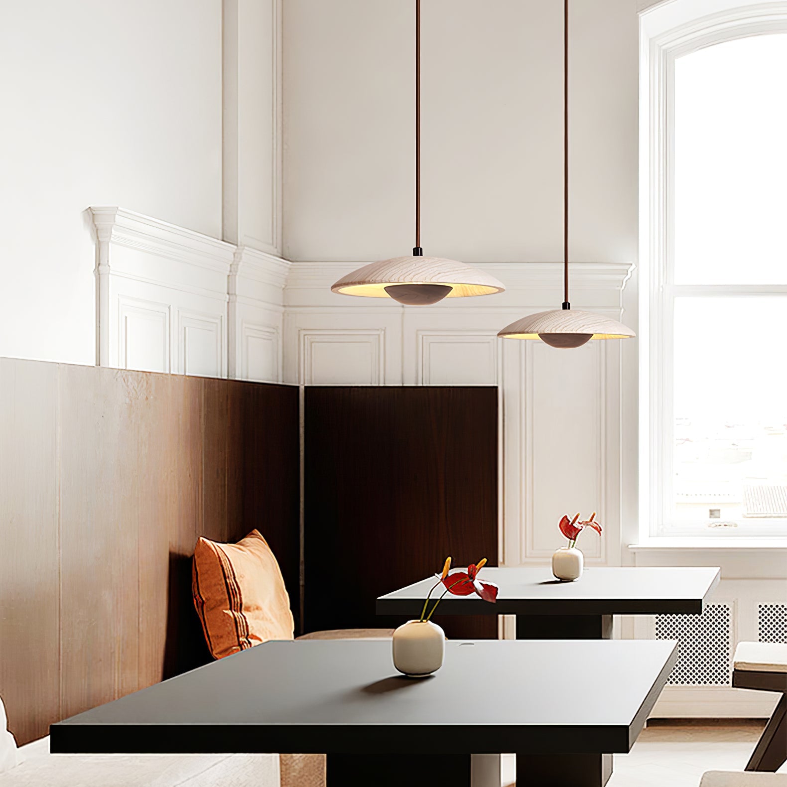 Zodore Wide-Brim Travertine Pendant Light - Blowlighting