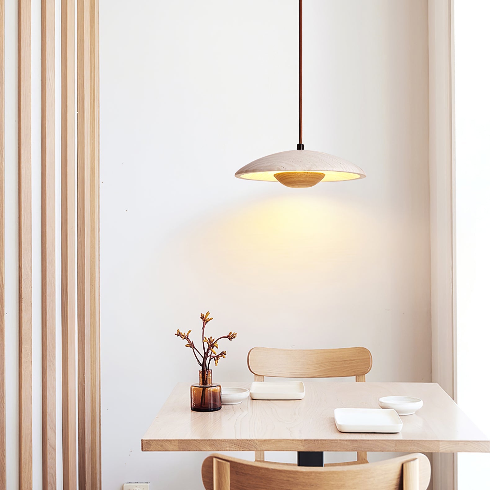 Zodore Wide-Brim Travertine Pendant Light - Blowlighting