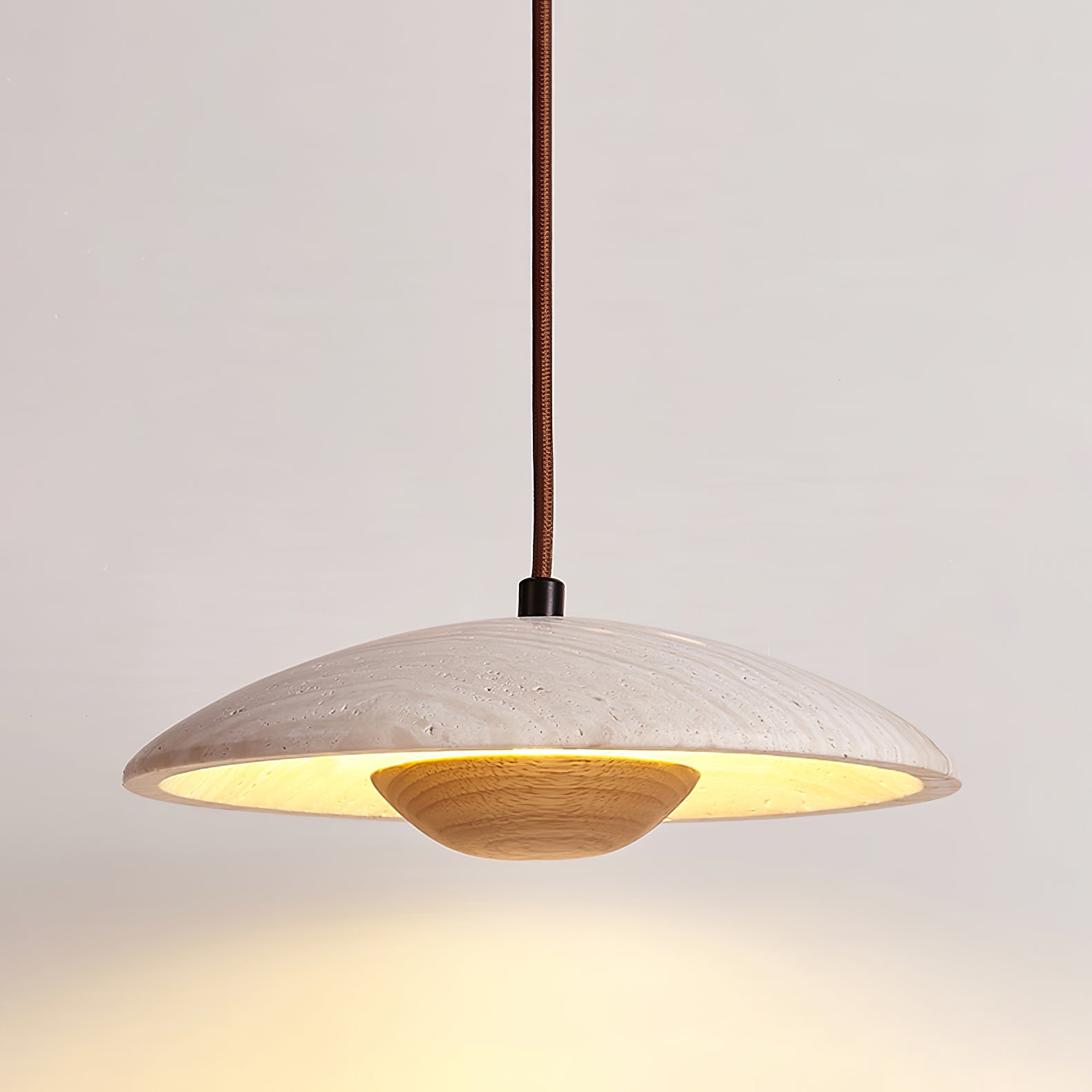 Zodore Wide-Brim Travertine Pendant Light - Blowlighting
