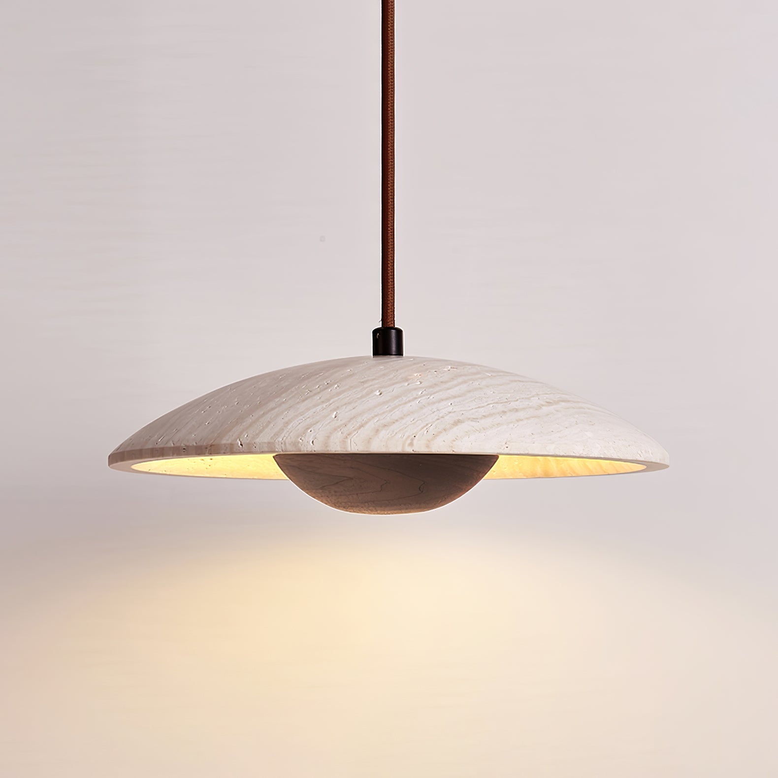 Zodore Wide-Brim Travertine Pendant Light - Blowlighting