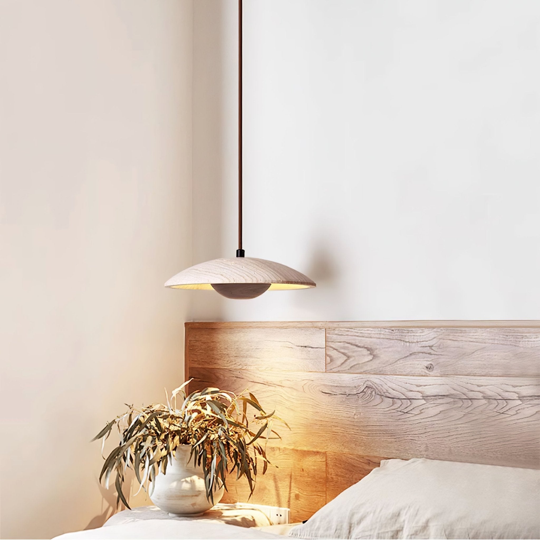 Zodore Wide-Brim Travertine Pendant Light - Blowlighting