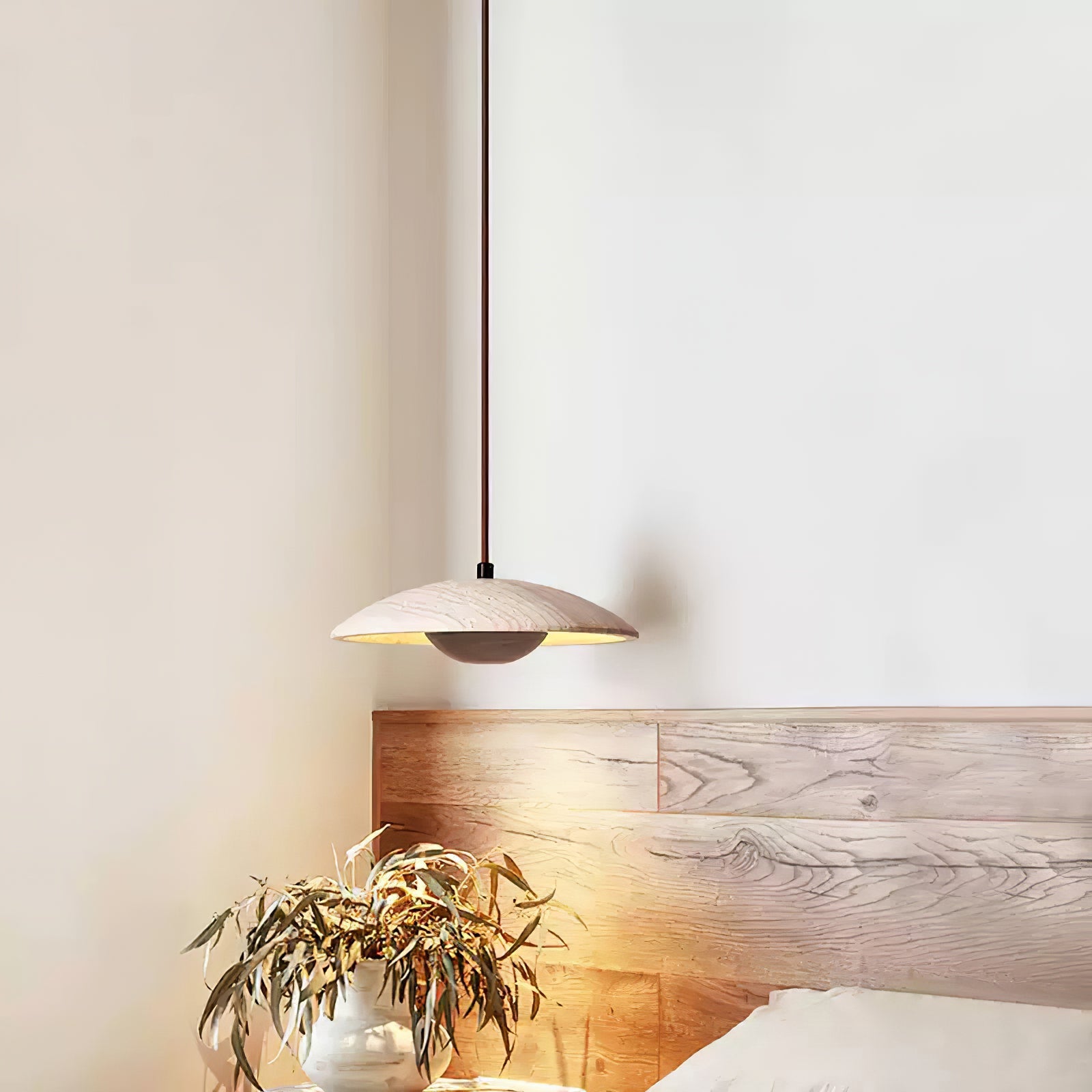 Zodore Wide-Brim Travertine Pendant Light - Blowlighting