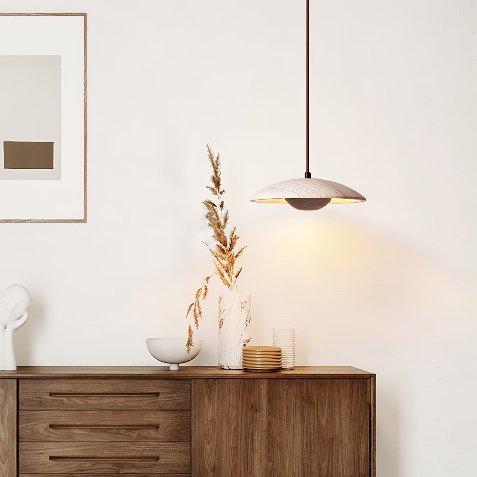 Zodore Wide-Brim Travertine Pendant Light - Blowlighting