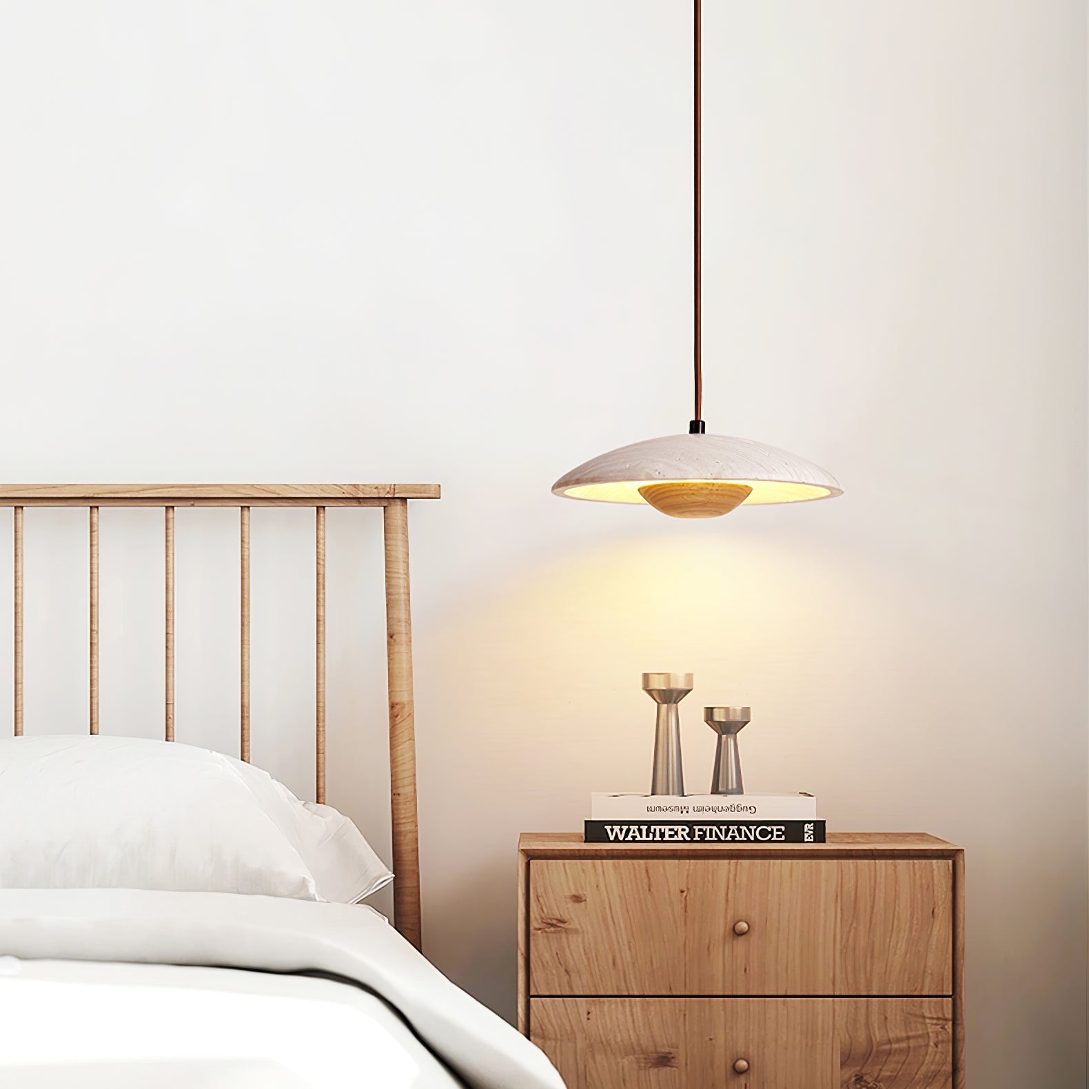 Zodore Wide-Brim Travertine Pendant Light - Blowlighting