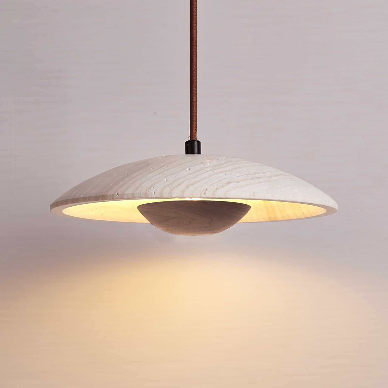 Zodore Wide-Brim Travertine Pendant Light - Blowlighting