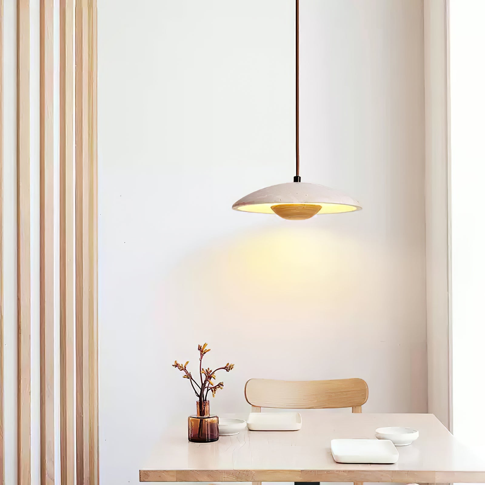 Zodore Wide-Brim Travertine Pendant Light - Blowlighting