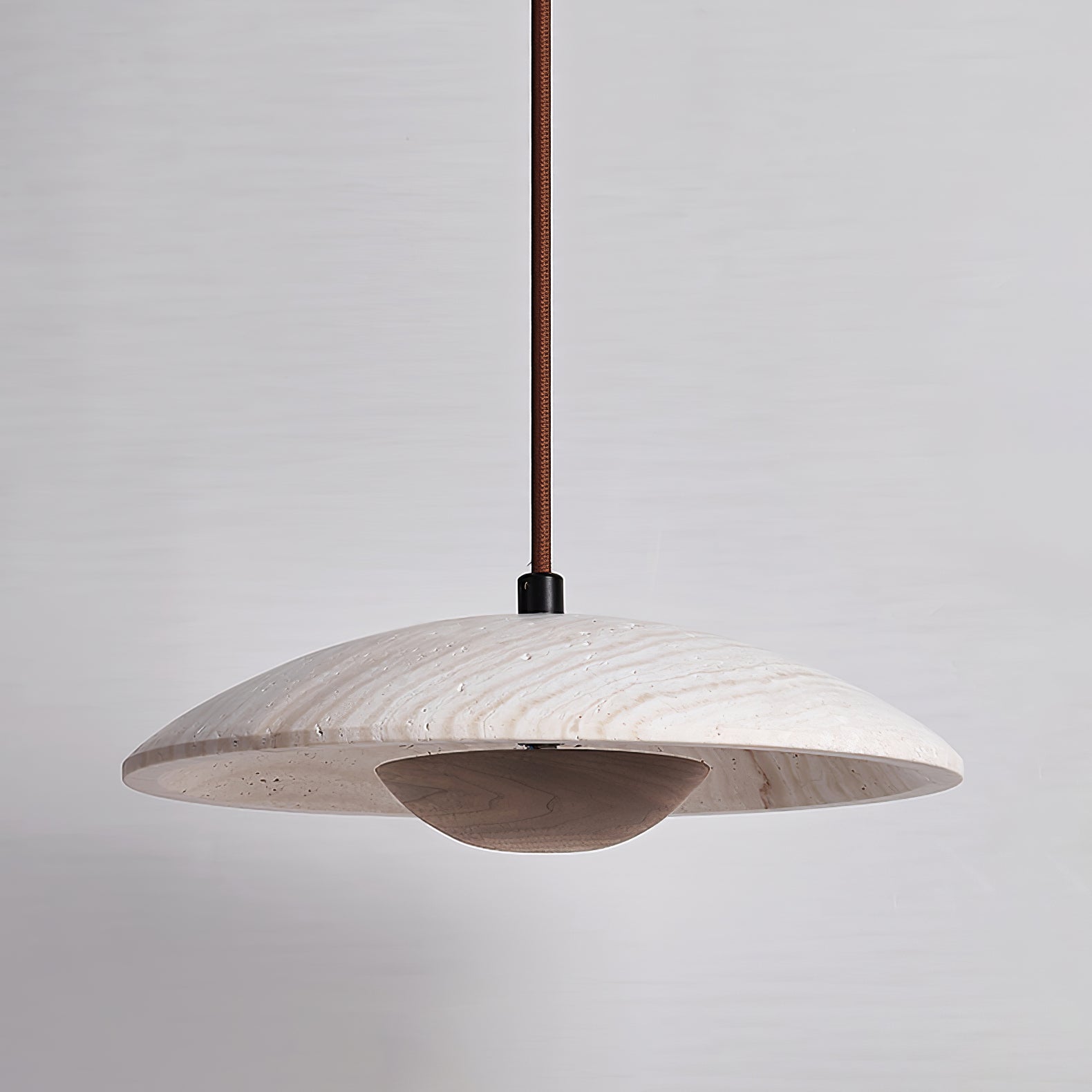 Zodore Wide-Brim Travertine Pendant Light - Blowlighting