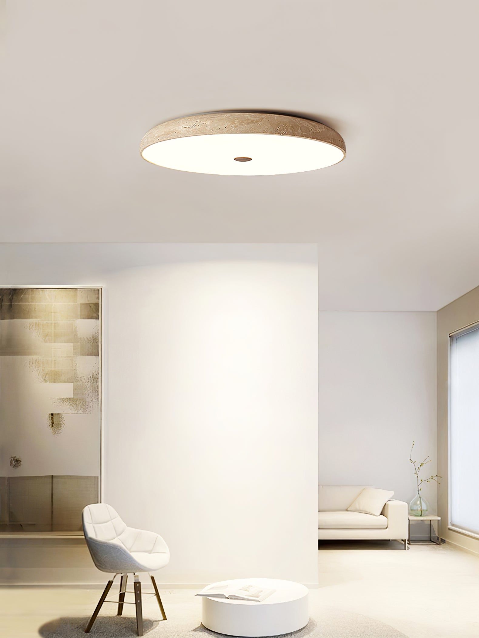 Orzoror Minimalist Travertine Ceiling Light - Blowlighting
