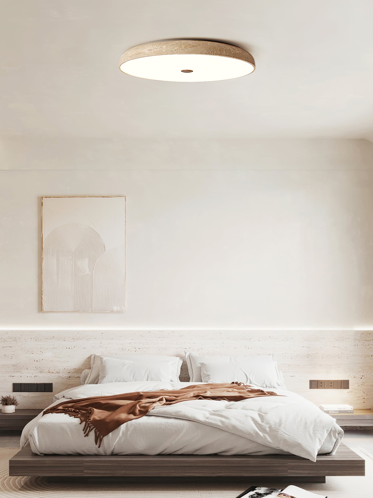 Orzoror Minimalist Travertine Ceiling Light - Blowlighting