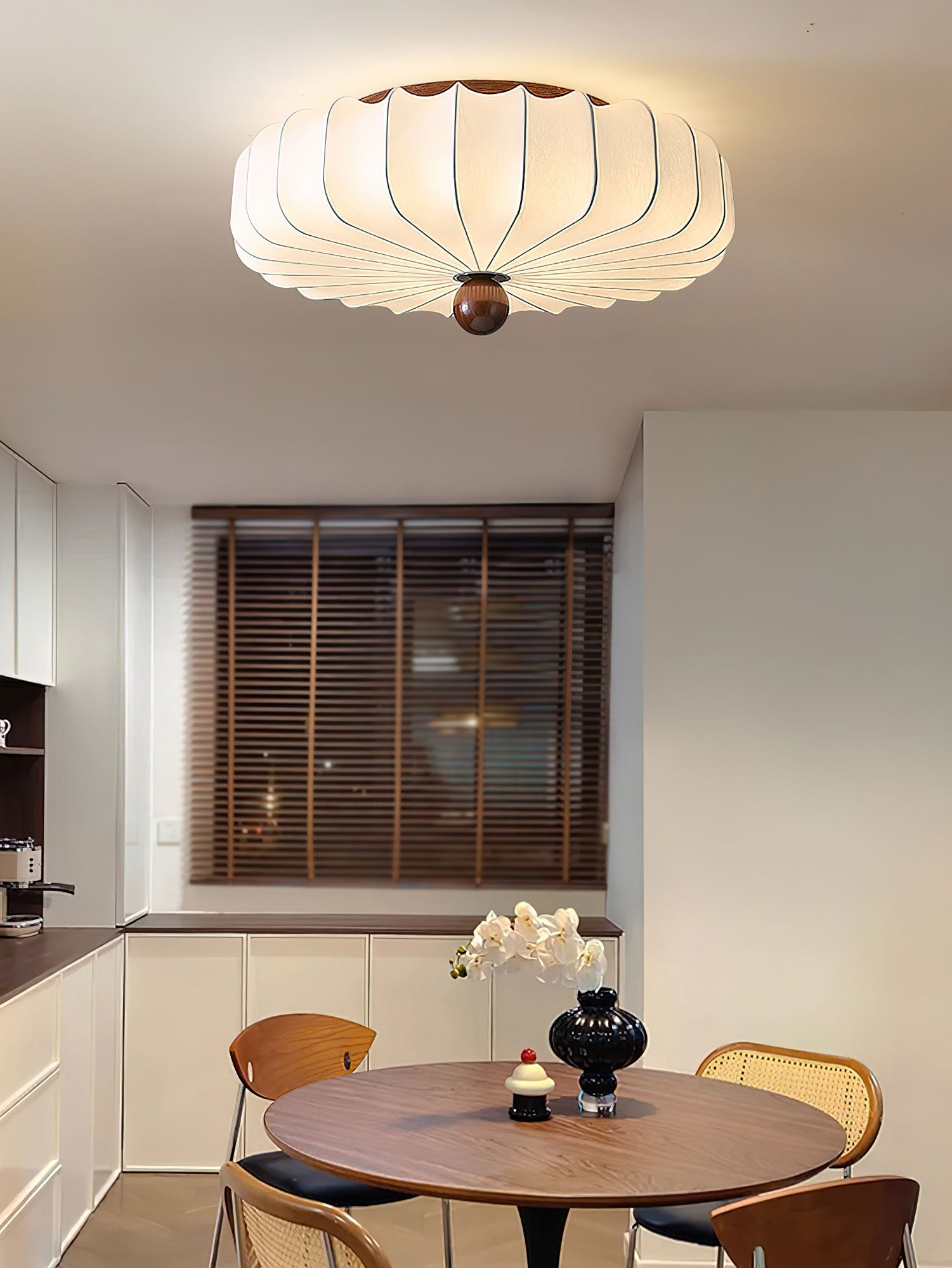 Zotala Petal Fabric Wood Flush Mount Ceiling Light - Blowlighting