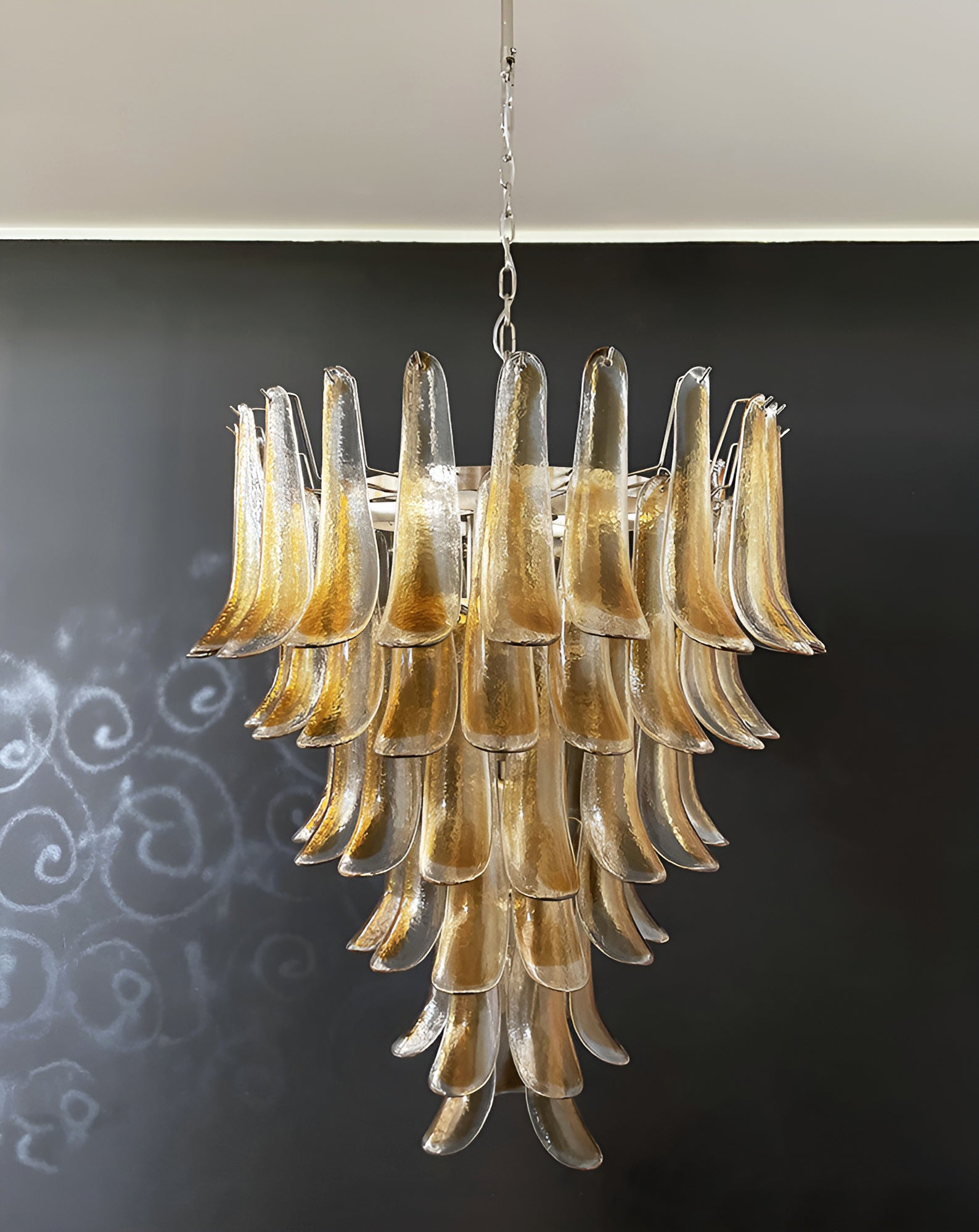 Aurora Chandelier Amber Glass Petals Layered Luxury - Blowlighting