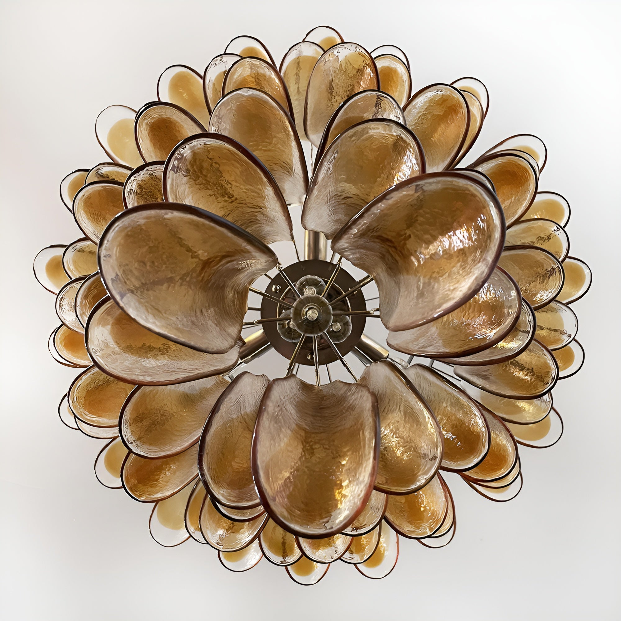 Aurora Chandelier Amber Glass Petals Layered Luxury - Blowlighting
