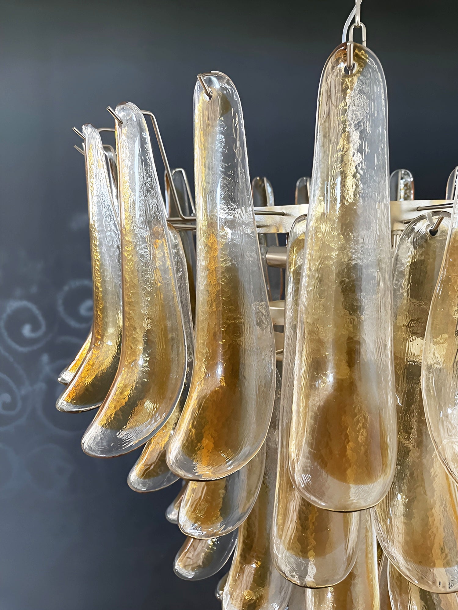 Aurora Chandelier Amber Glass Petals Layered Luxury - Blowlighting