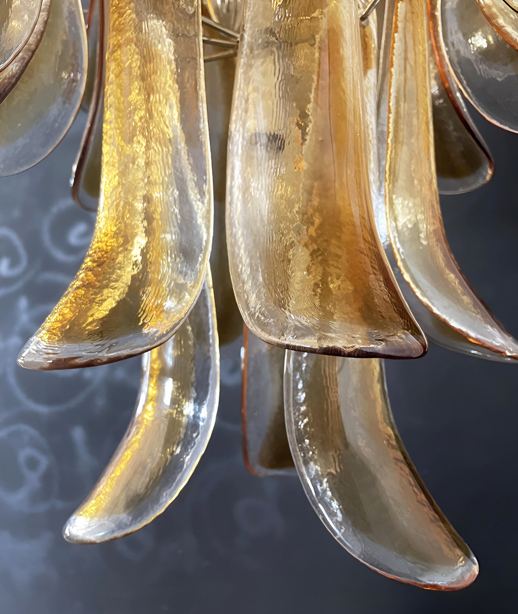 Aurora Chandelier Amber Glass Petals Layered Luxury - Blowlighting