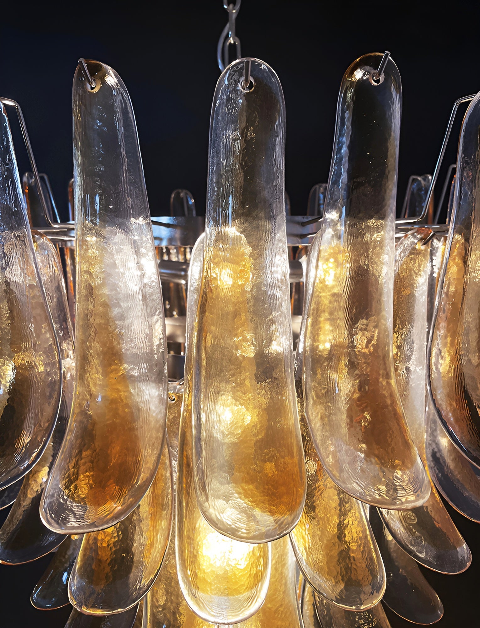 Aurora Chandelier Amber Glass Petals Layered Luxury - Blowlighting