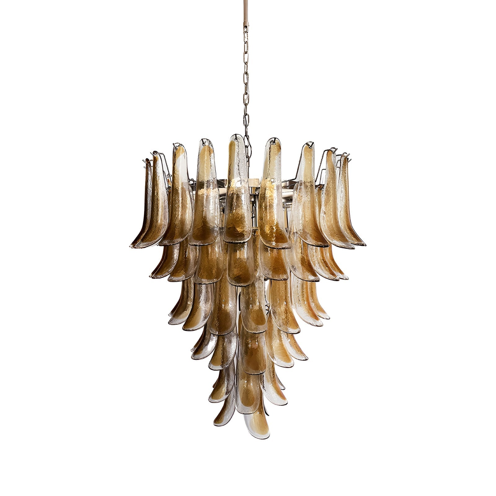 Aurora Chandelier Amber Glass Petals Layered Luxury - Blowlighting