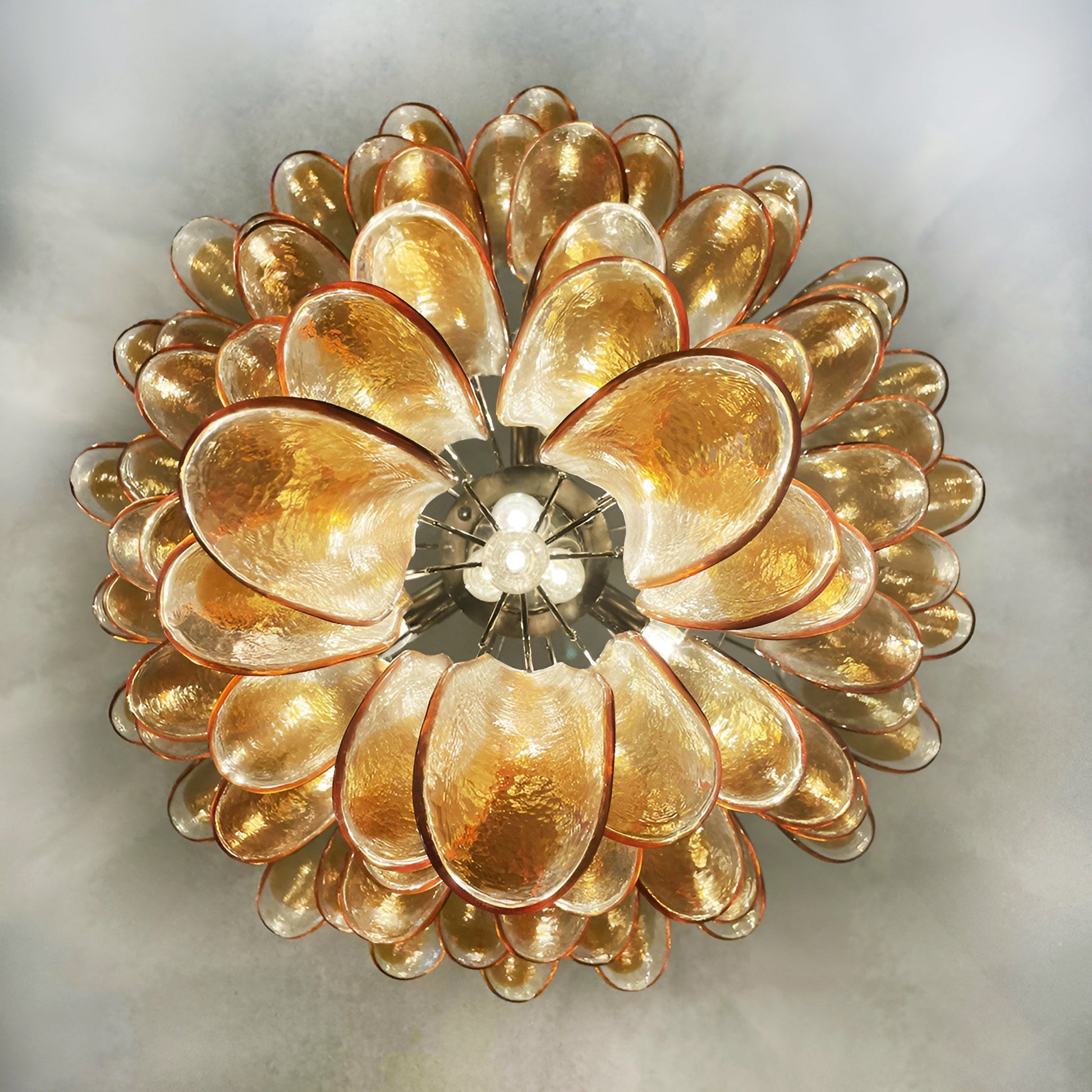 Aurora Chandelier Amber Glass Petals Layered Luxury - Blowlighting