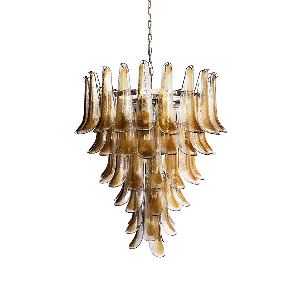Aurora Chandelier Amber Glass Petals Layered Luxury - Blowlighting