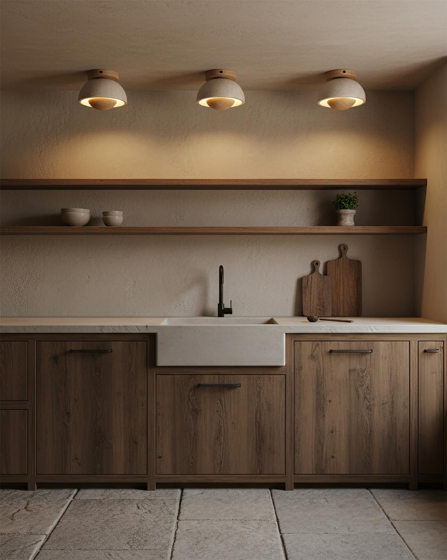 Solinor Wabi-Sabi Travertine Ceiling Light