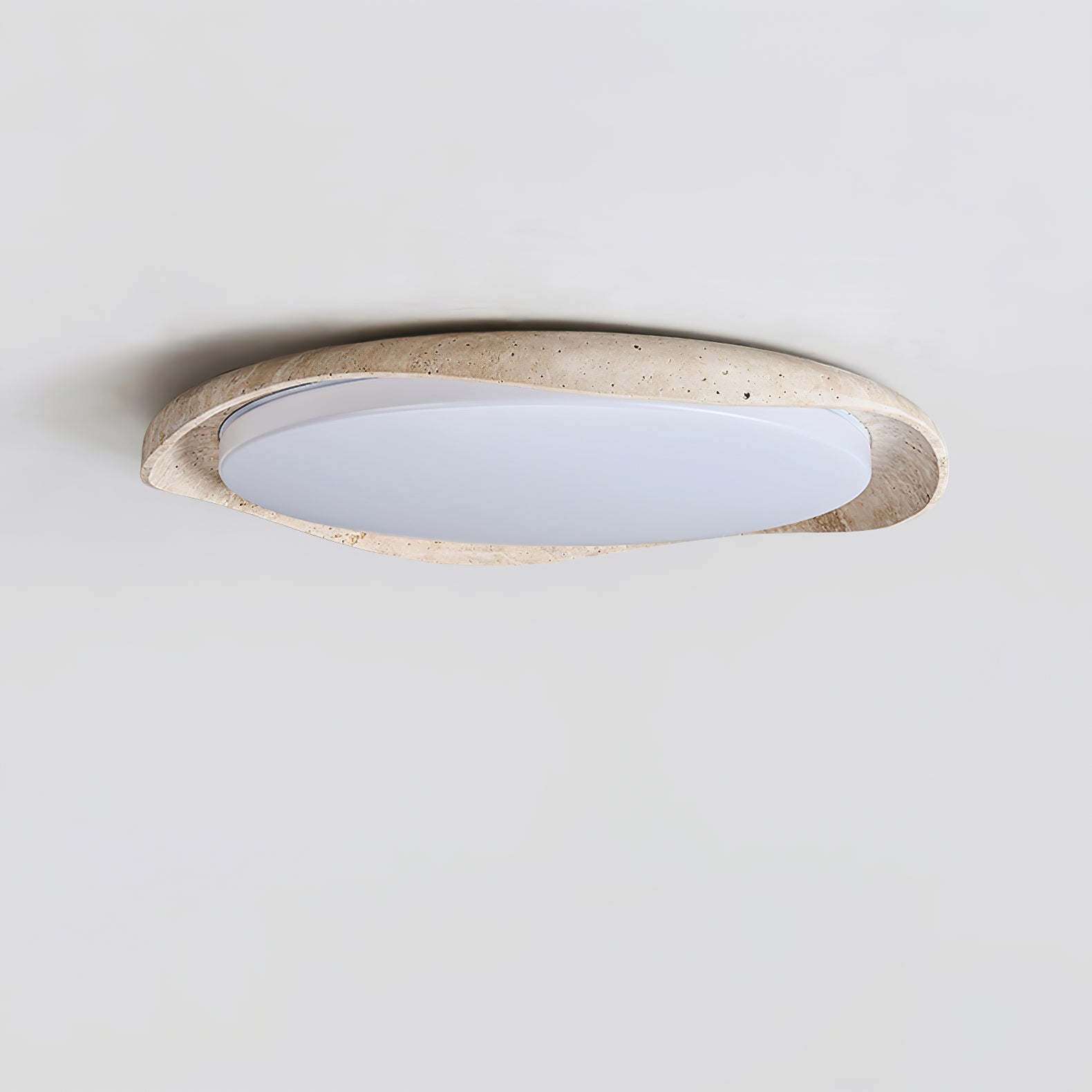 Adoros Rimmed-Circle Travertine Ceiling Light - Blowlighting