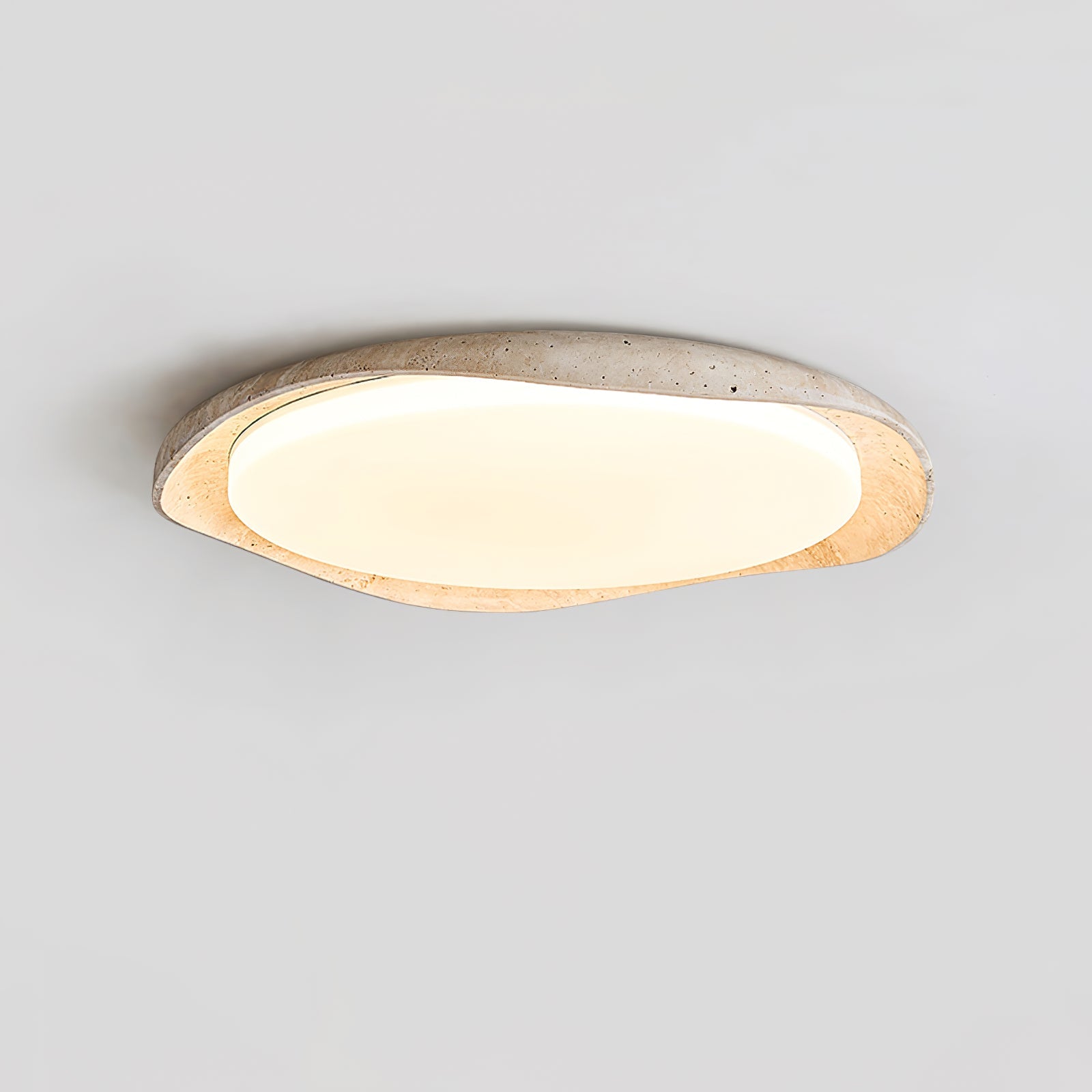 Adoros Rimmed-Circle Travertine Ceiling Light - Blowlighting