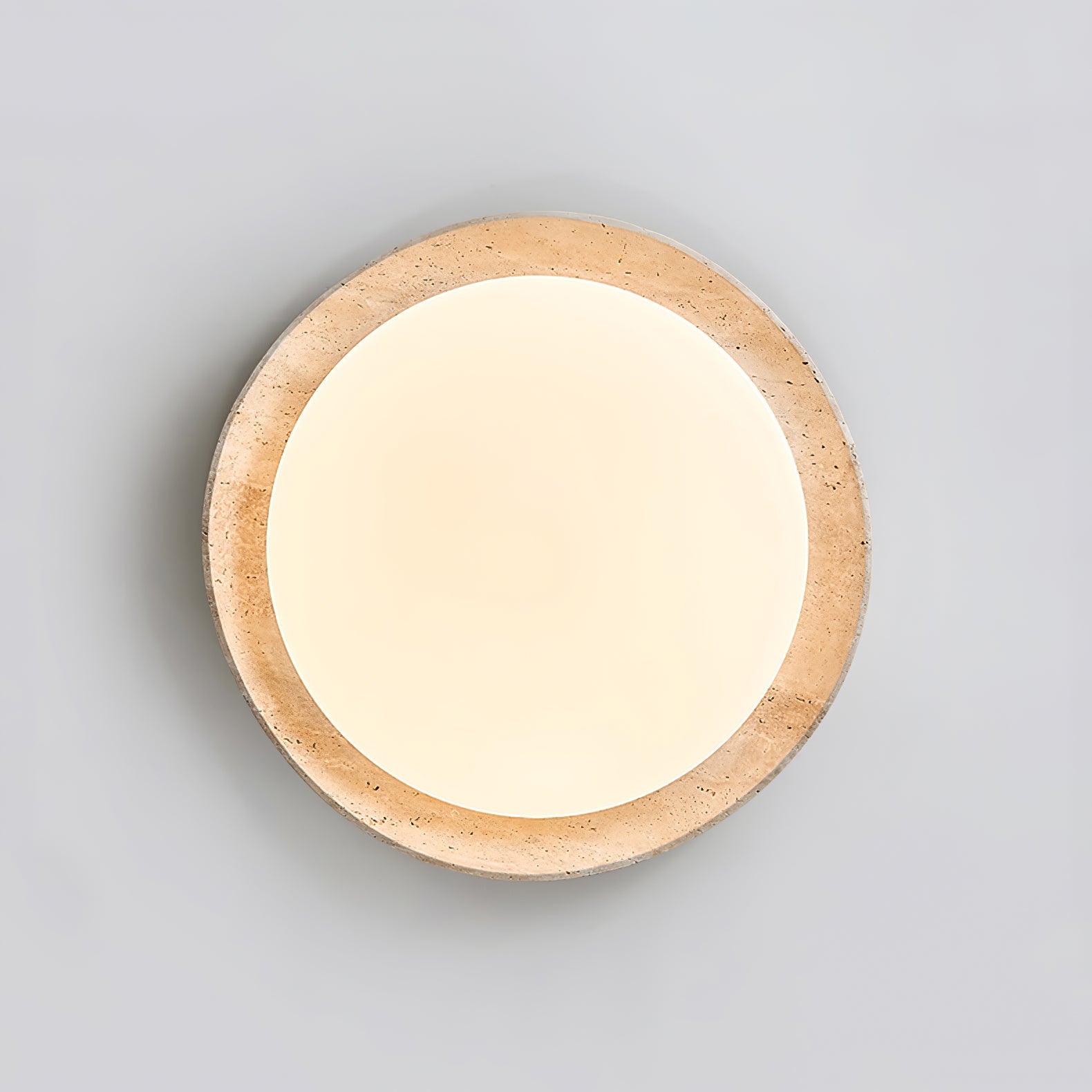 Adoros Rimmed-Circle Travertine Ceiling Light - Blowlighting