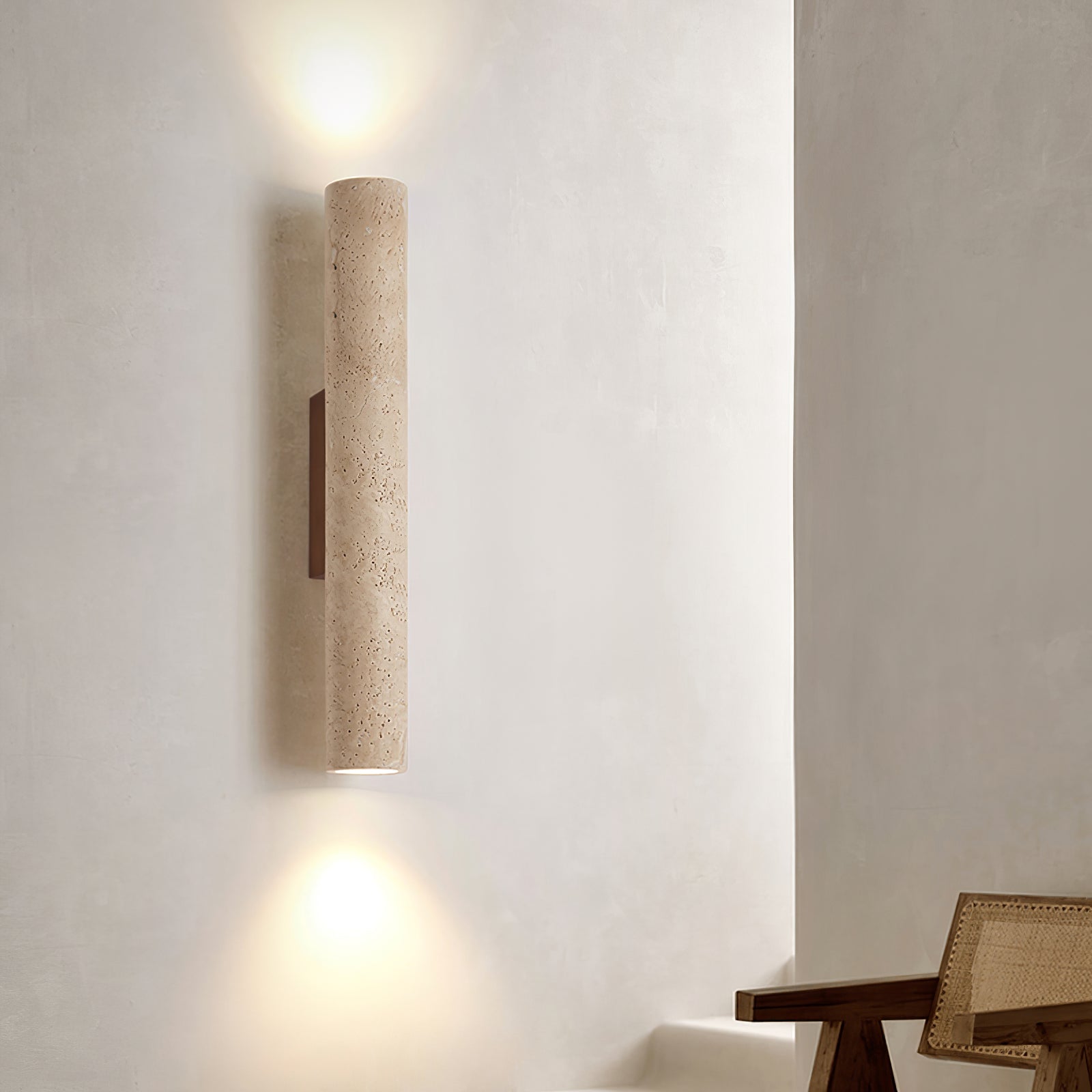 Olvaros Slim Cylinder Travertine Wall Light - Blowlighting